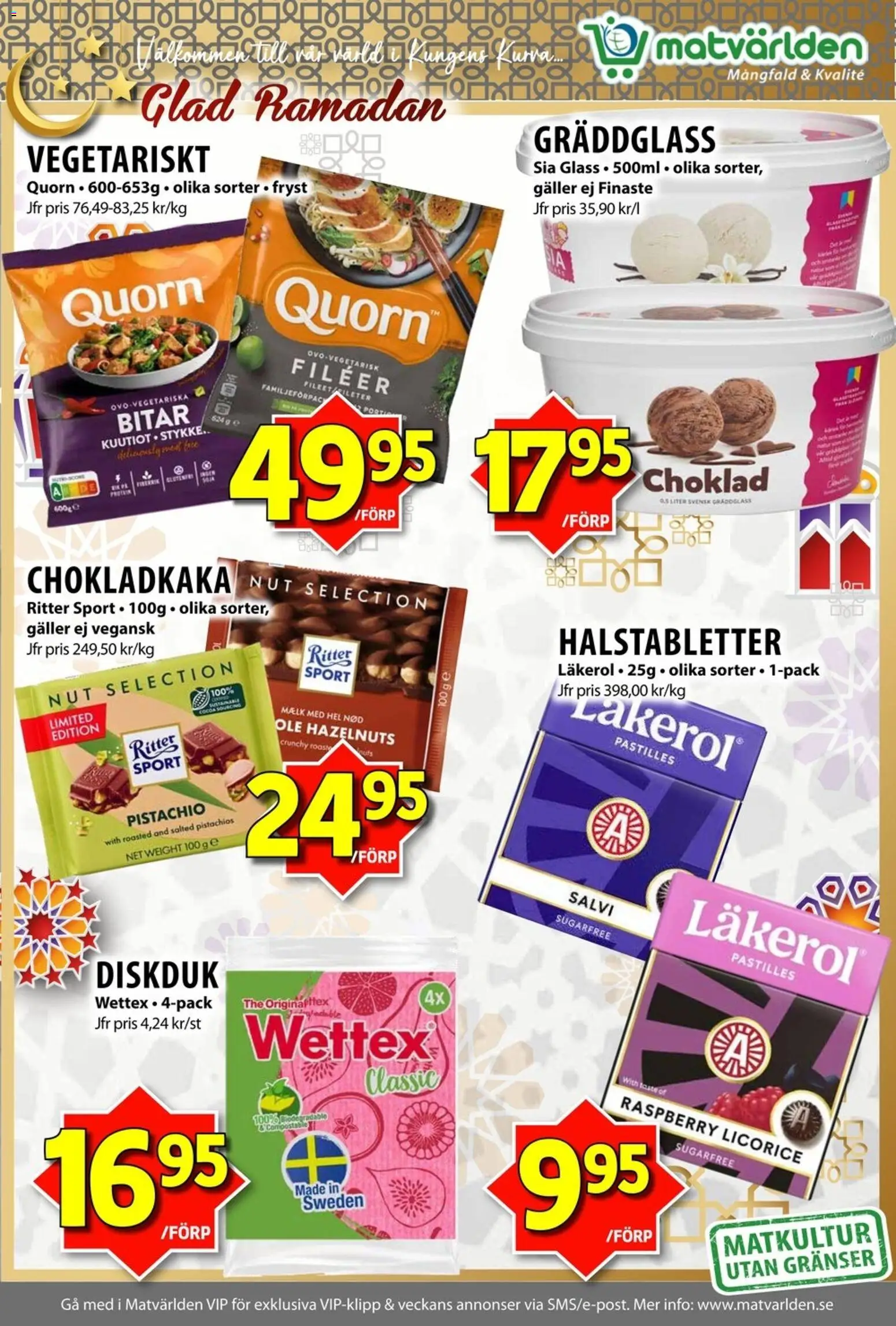 Matvärlden reklamblad aktuell från 09.03.2026 | Sida: 6 | Produkter: Halstabletter, Chokladkaka, Galler, Choklad