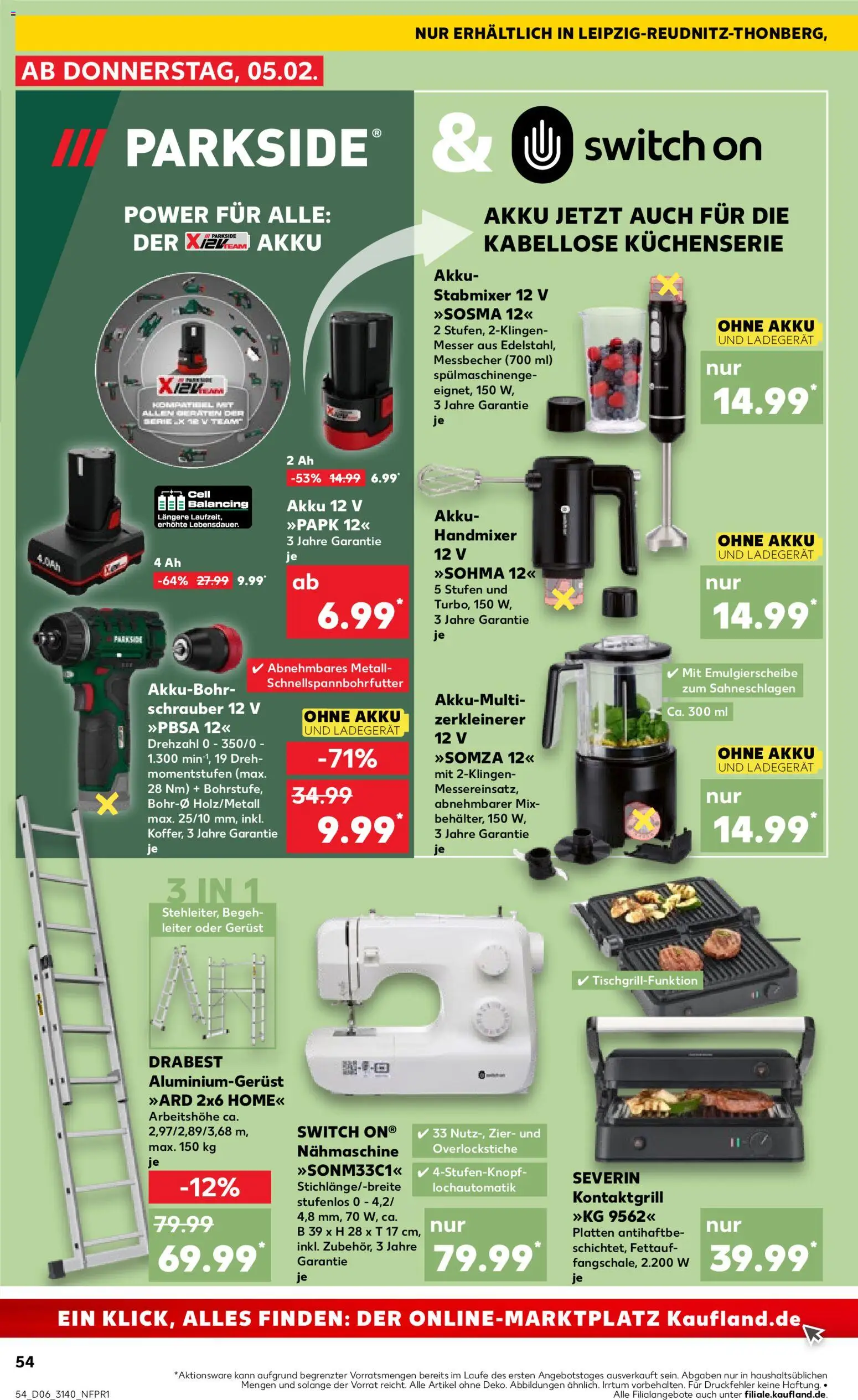 Kaufland prospekt Leipzig	 – gültig ab 08.02.2026 | Seite: 54 | Produkte: Grill, Mixer, Nähmaschine, Stabmixer