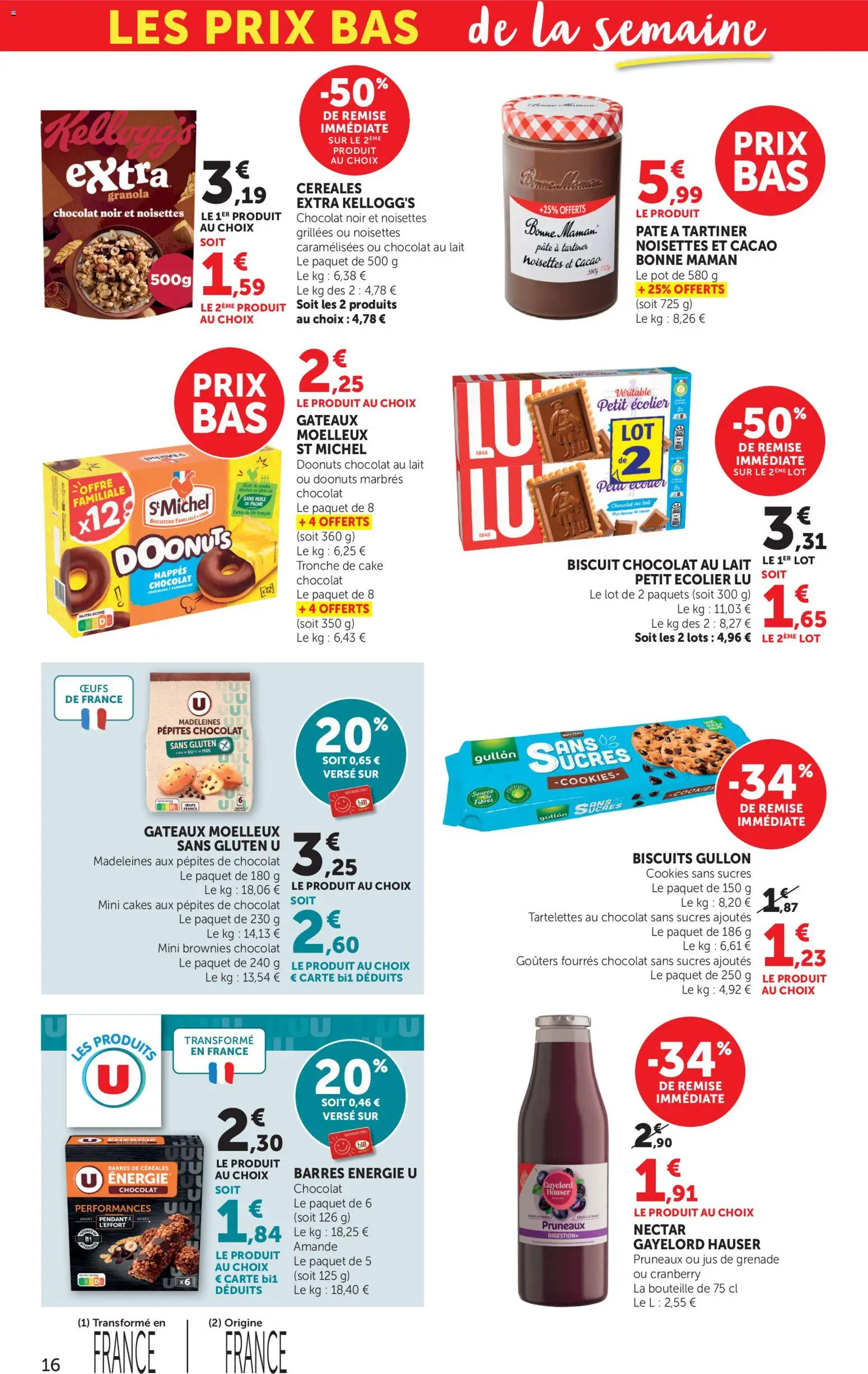 {H1} | Page: 16 | Produits: Amande, Farine, Lait, Céréales