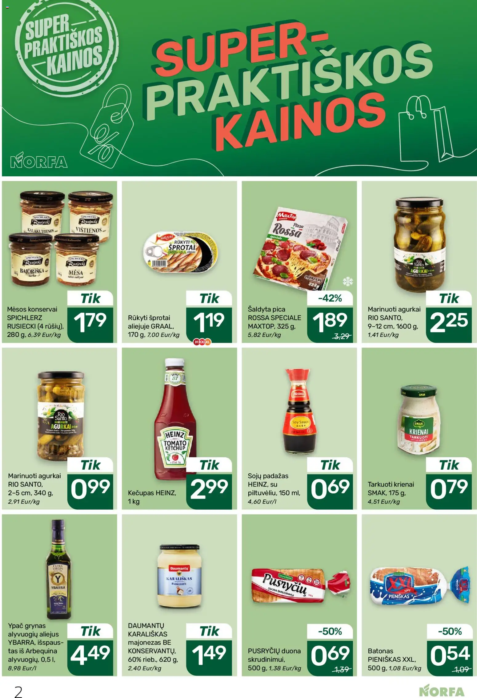 NORFA akcijos nuo 27.11.2025 | Puslapis: 2 | Prekių: Batonas, Aliejus, Duona, Kečupas