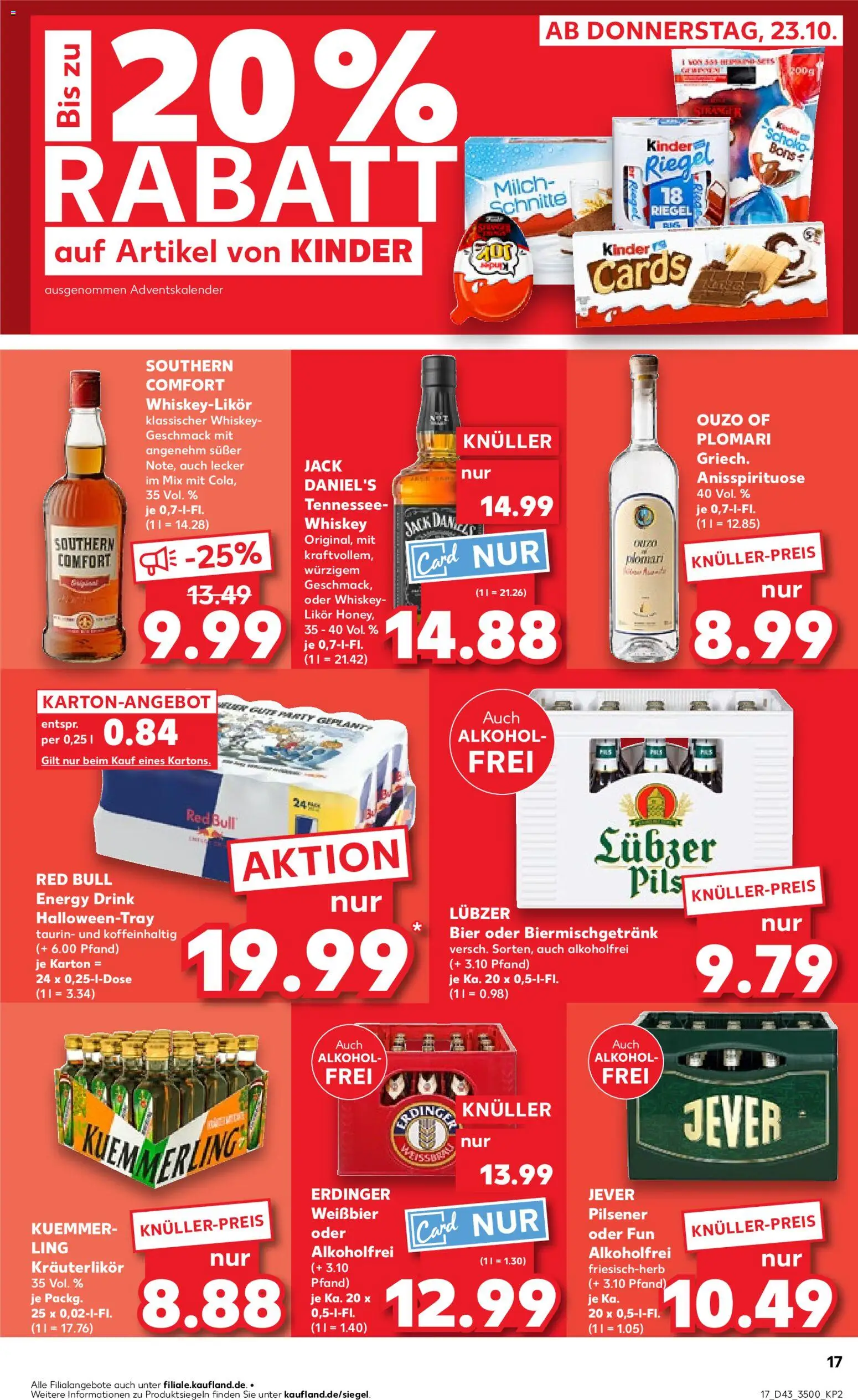 Kaufland prospekt Jena	 – gültig ab 26.10.2025 | Seite: 17 | Produkte: Ouzo, Jever, Southern comfort, Whiskey