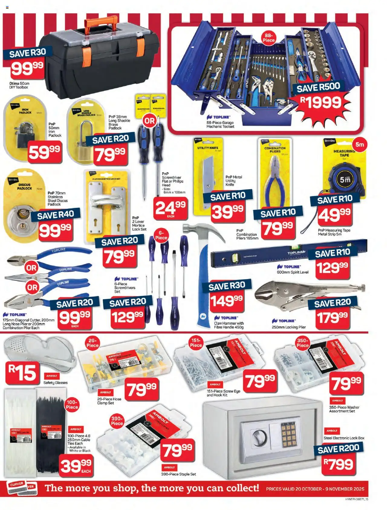 New Pick n Pay catalogue – valid from 20.10.2025 | Page: 15 | Products: Cable, Lock, Padlock, Tape