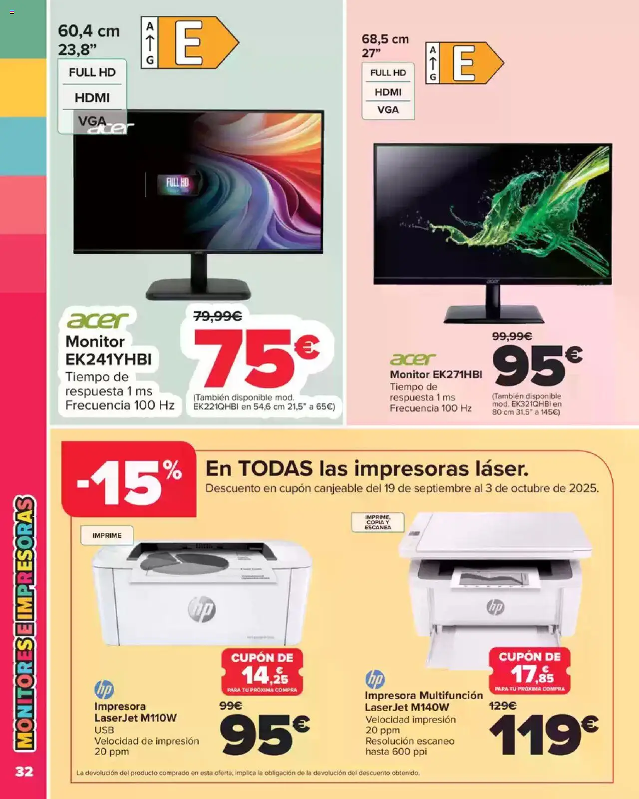 Carrefour Vuelta al Cole │ válido desde el 18.08.2025 | Página: 32 | Productos: Monitor, Impresora