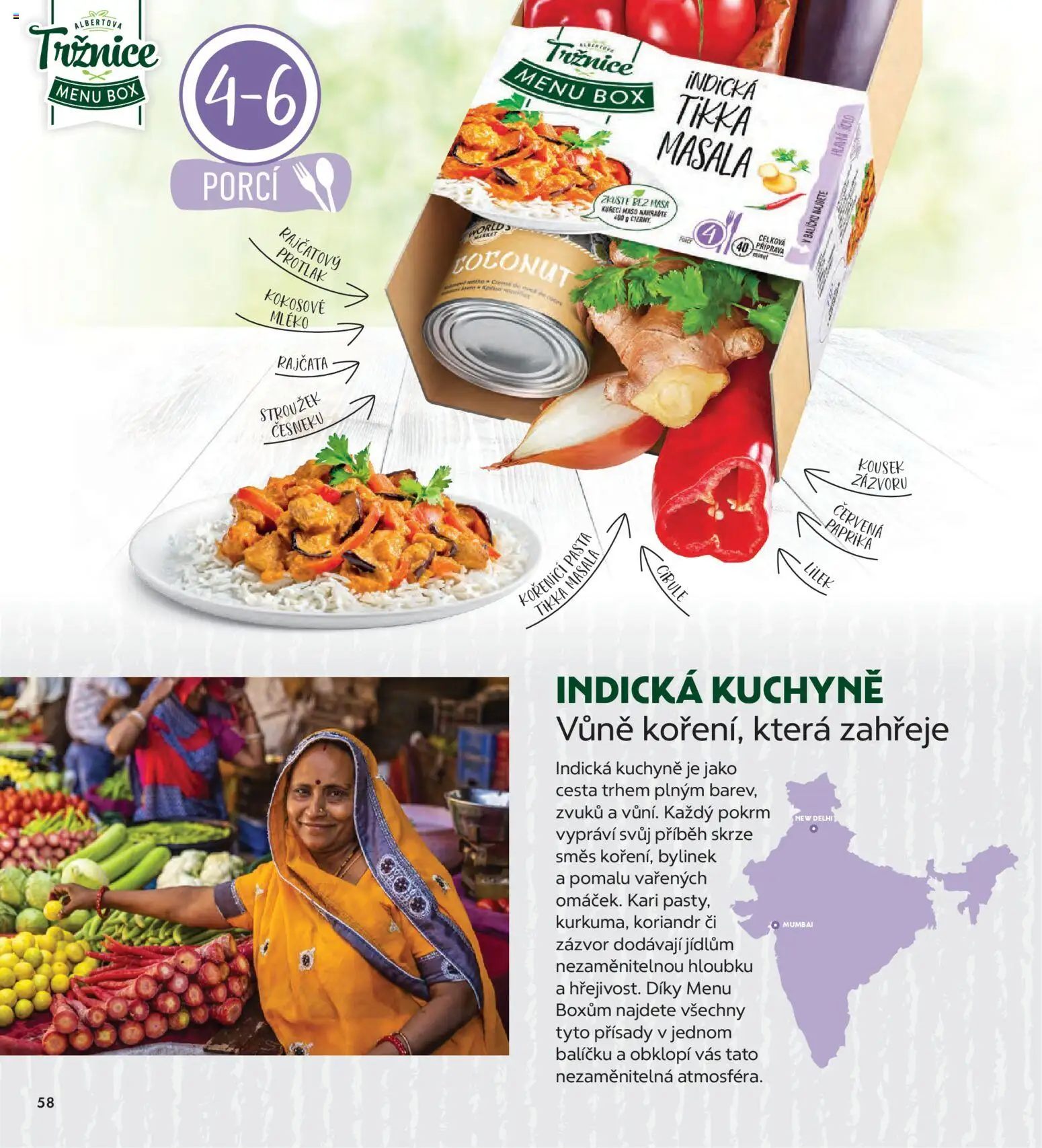 Albert magazín od 01.01.2026 | Strana: 58 | Produkty: Kokosové mléko, Paprika, Koriandr, Cibule