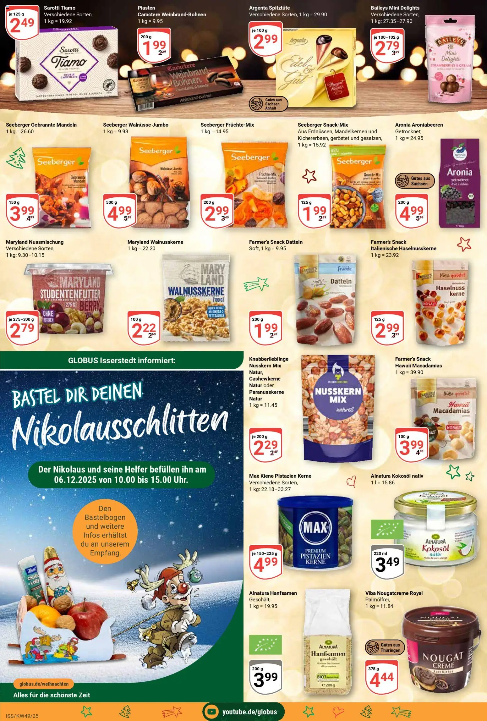 Globus Prospekt 	 – gültig ab 01.12.2025 | Seite: 18 | Produkte: Mandeln, Pistazien, Creme, Baileys