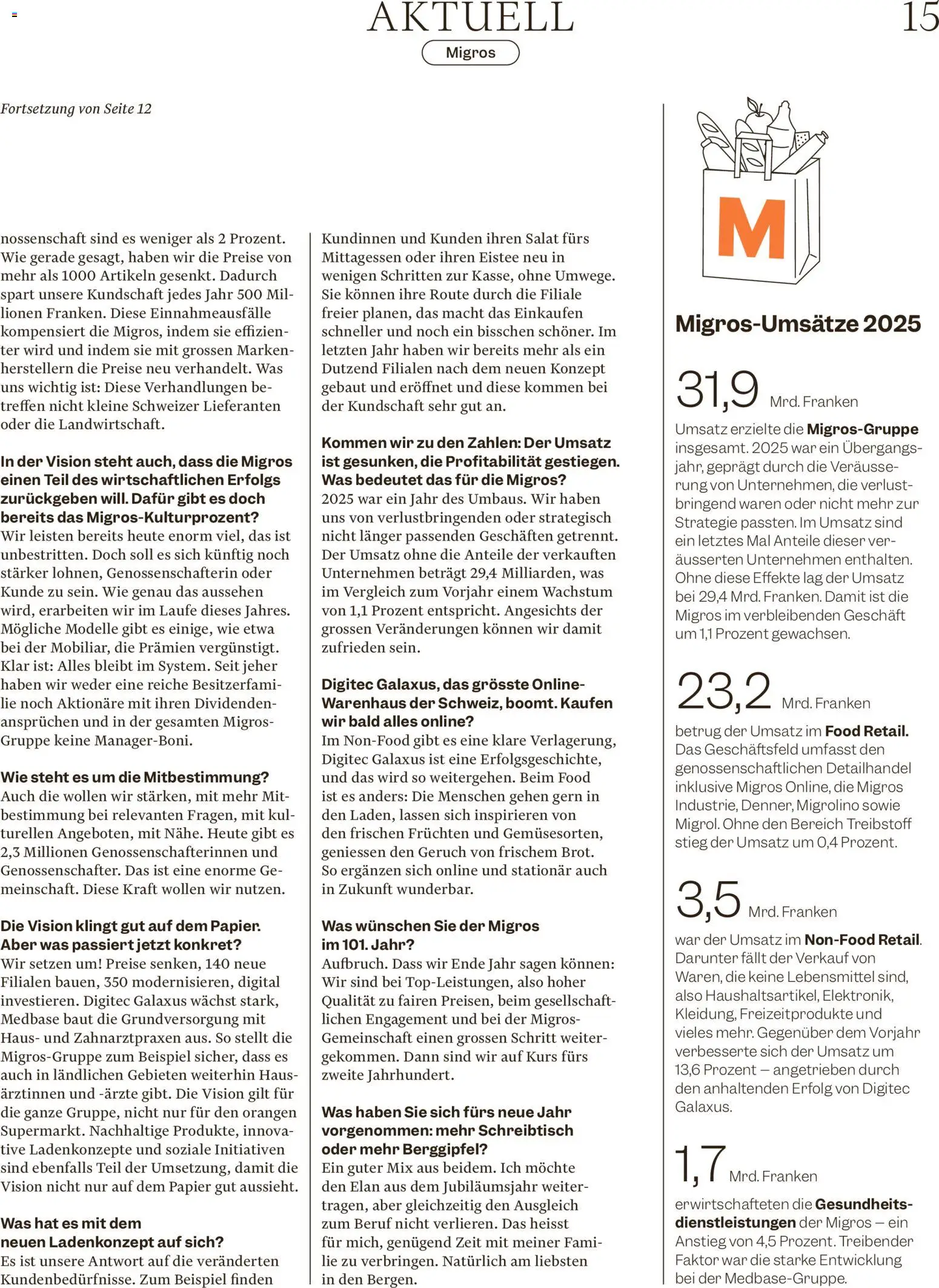 Migros Magazin – gültig ab 19.01.2026 | Seite: 15 | Produkte: Orangen, Salat