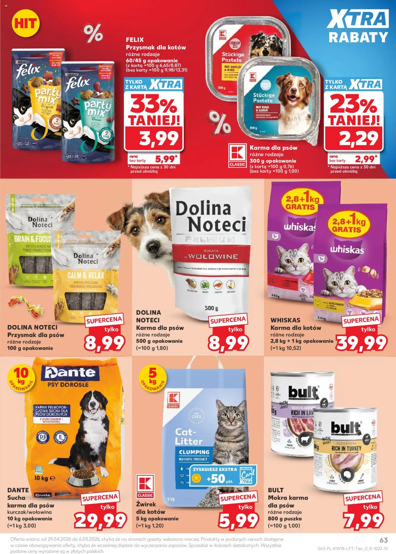 Kaufland Polsko leták od 29.04.2026 | Strana: 63 | Produkty: Felix, Whiskas, Karty