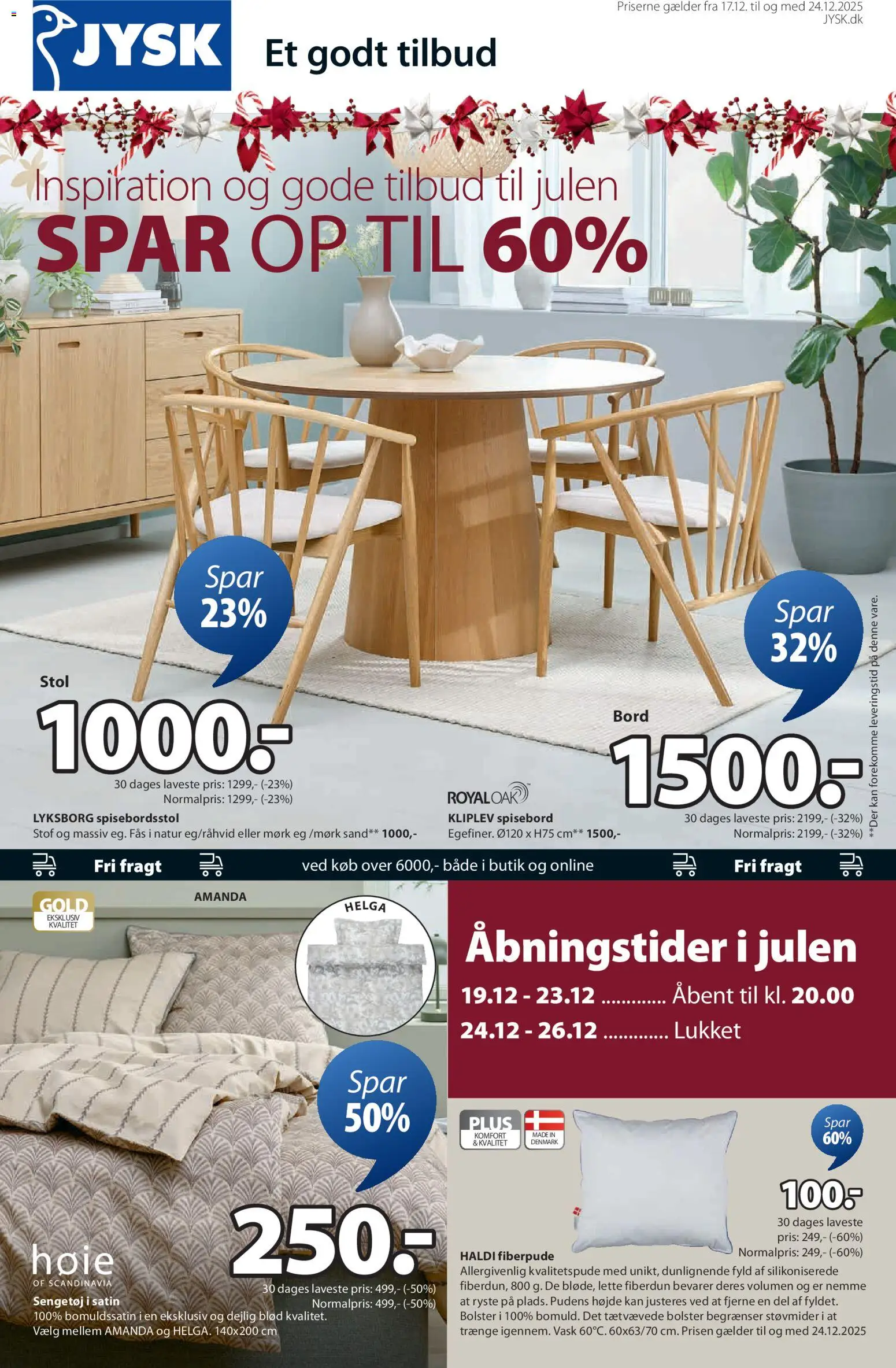 JYSK tilbudsavis – gyldig fra 17.12.2025 | Side: 1 | Produkter: Bord, Stol, Stof