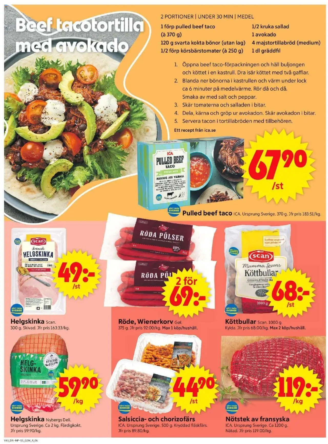 ICA Supermarket reklamblad aktuell från 20.10.2025 | Sida: 8 | Produkter: Salt, Wienerkorv, Sallad, Häll