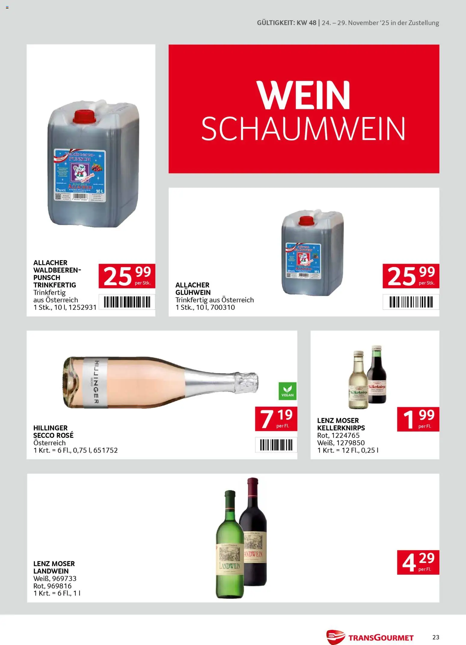 Transgourmet Zustellaktion gültig ab 24.11.2025 | Seite: 23 | Produkte: Wein