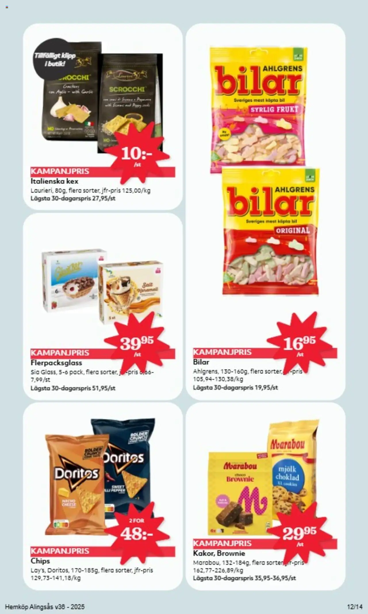Hemköp reklamblad aktuell från 01.09.2025 | Sida: 11 | Produkter: Salt, Chips, Choklad, Glass