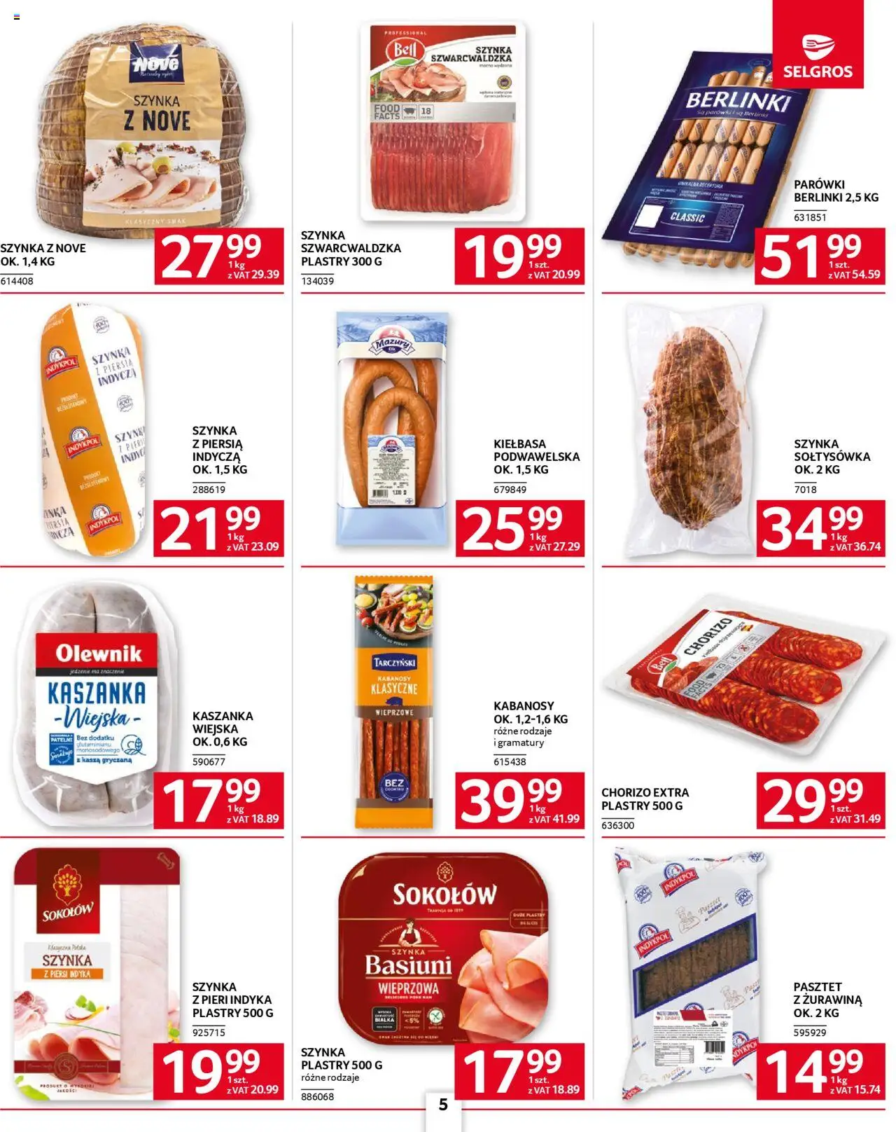 Selgros cash&carry Gazetka - Oferta dla gastronomii od 05.06.2025 | Strona: 5 | Produkty: Kiełbasa, Bell, Parówki, Żurawina