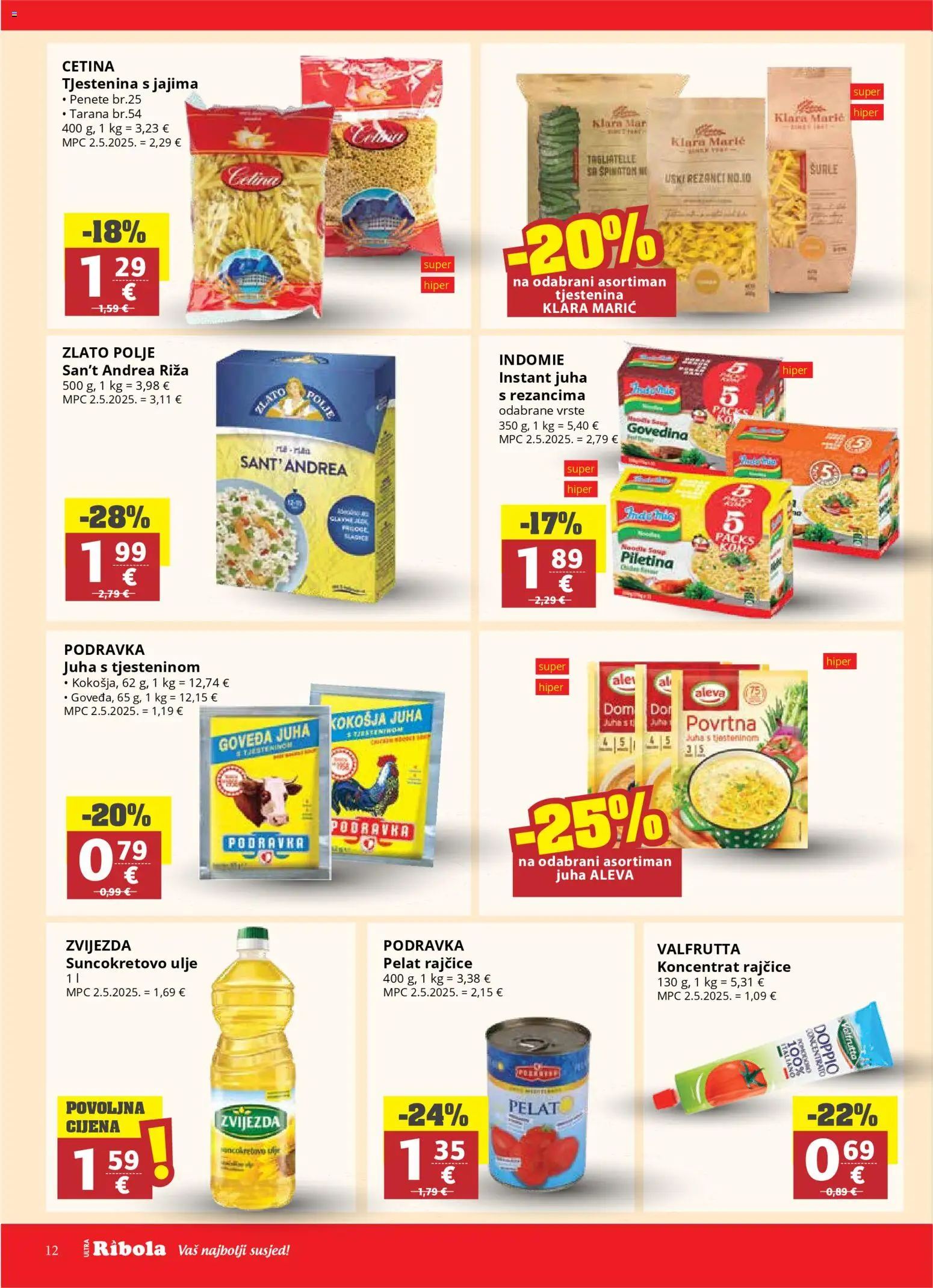 Ultra Gros katalog | vrijedi od 22.04.2026 | Stranica: 12 | Proizvodi: Suncokretovo ulje, Ulje, Riža, Noodle