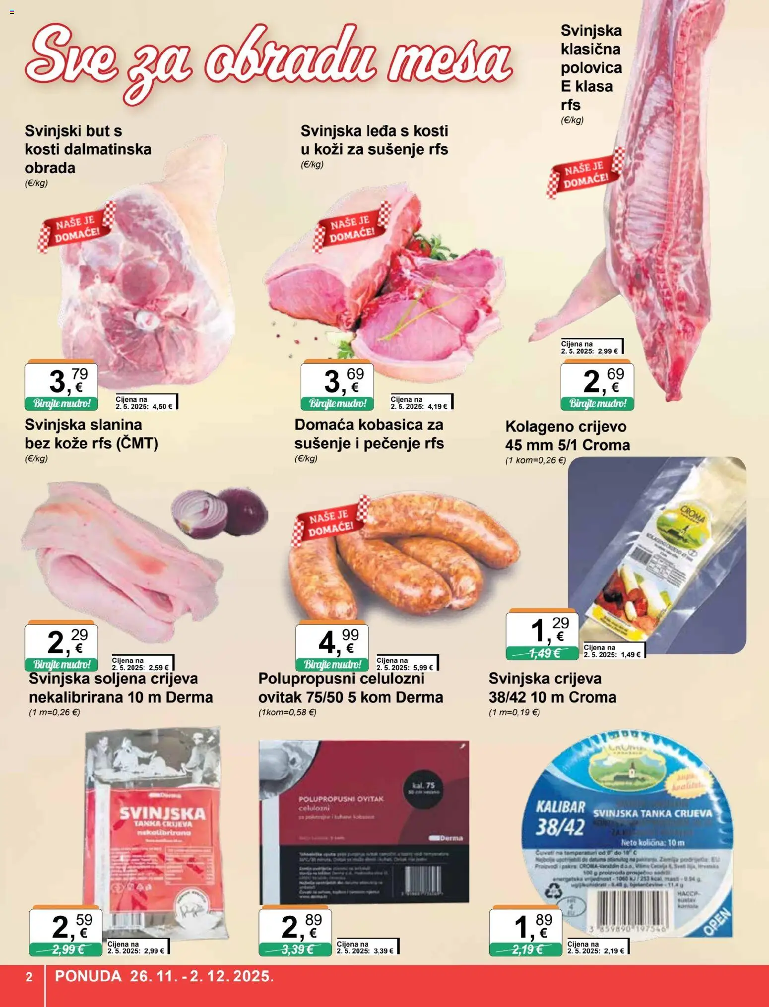 KTC katalog | vrijedi od 26.11.2025 | Stranica: 2 | Proizvodi: Svinjski but, Slanina, Kobasica