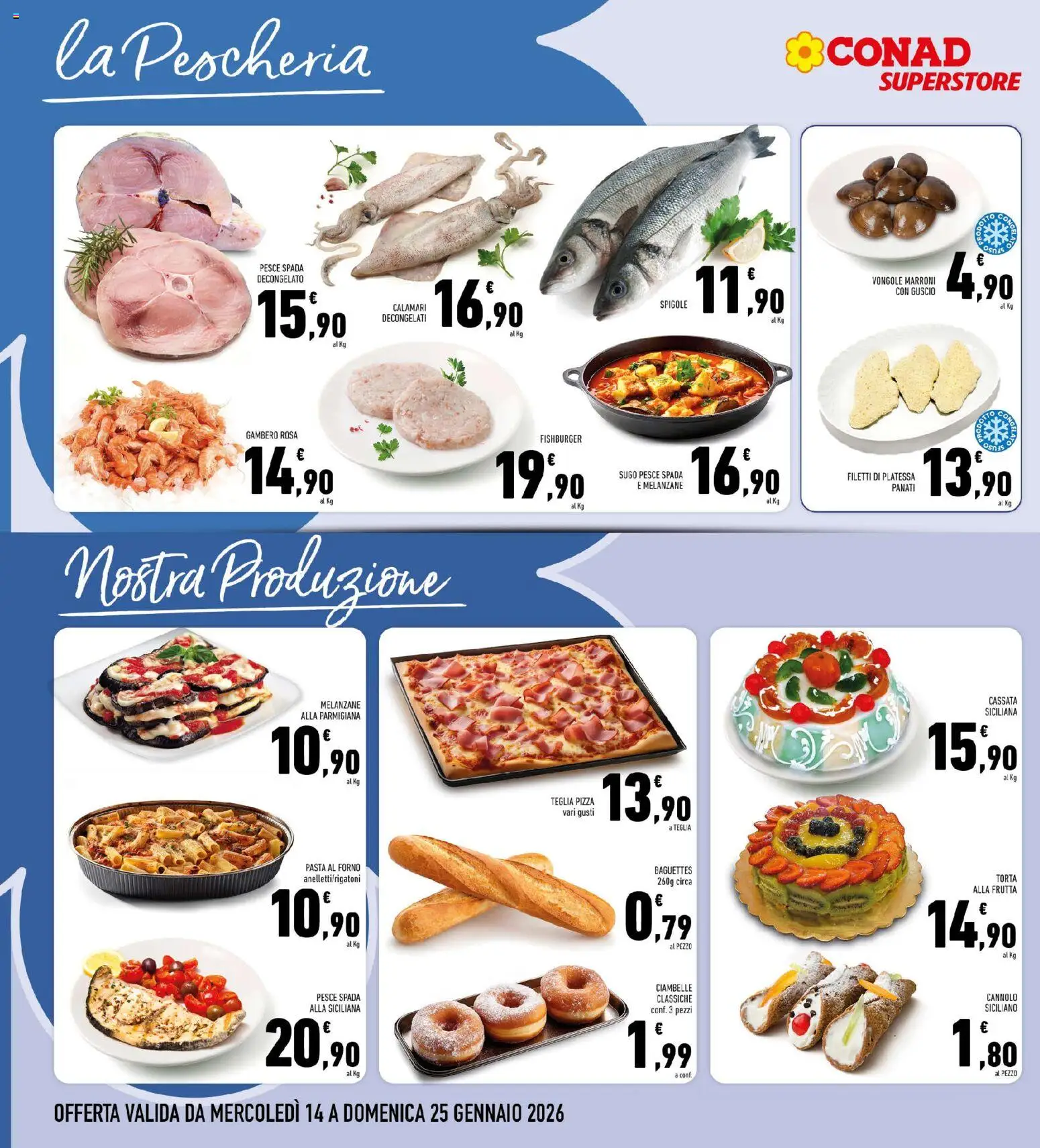Volantino Conad del 14.01.2026 | Pagina: 6 | Prodotti: Ciambelle, Vongole, Calamari, Pasta