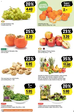 Sacchetto da riempire con ananas extradolce, mango, avocado, limette, banane, cachi Persimon, melagrane e kiwi verdi, Sacchetto da riempire con ananas extradolce, mango, avocado, limette, banane, cachi Persimon, melagrane e kiwi verdi (escl. bio, Primagusto, Coop Prix Garantie e avocado Large), in vendita sfusa (con un peso minimo di 3,5 kg: 1kg = 3.40) ab 23.10.2025 gültig | Seite: 3