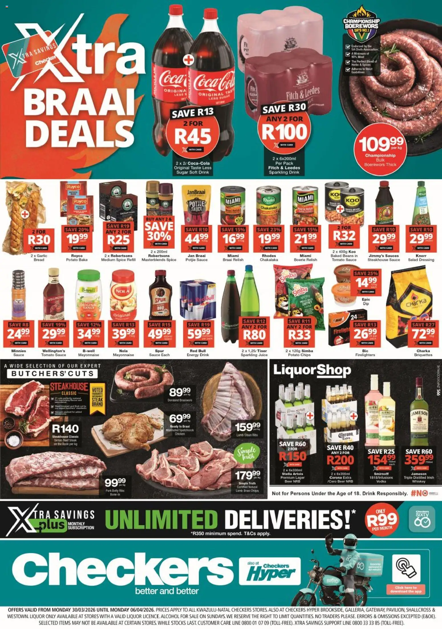 New Checkers catalogue – valid from 30.03.2026 | Page: 1 | Products: Salad dressing, Steak, Boerewors, Sauces