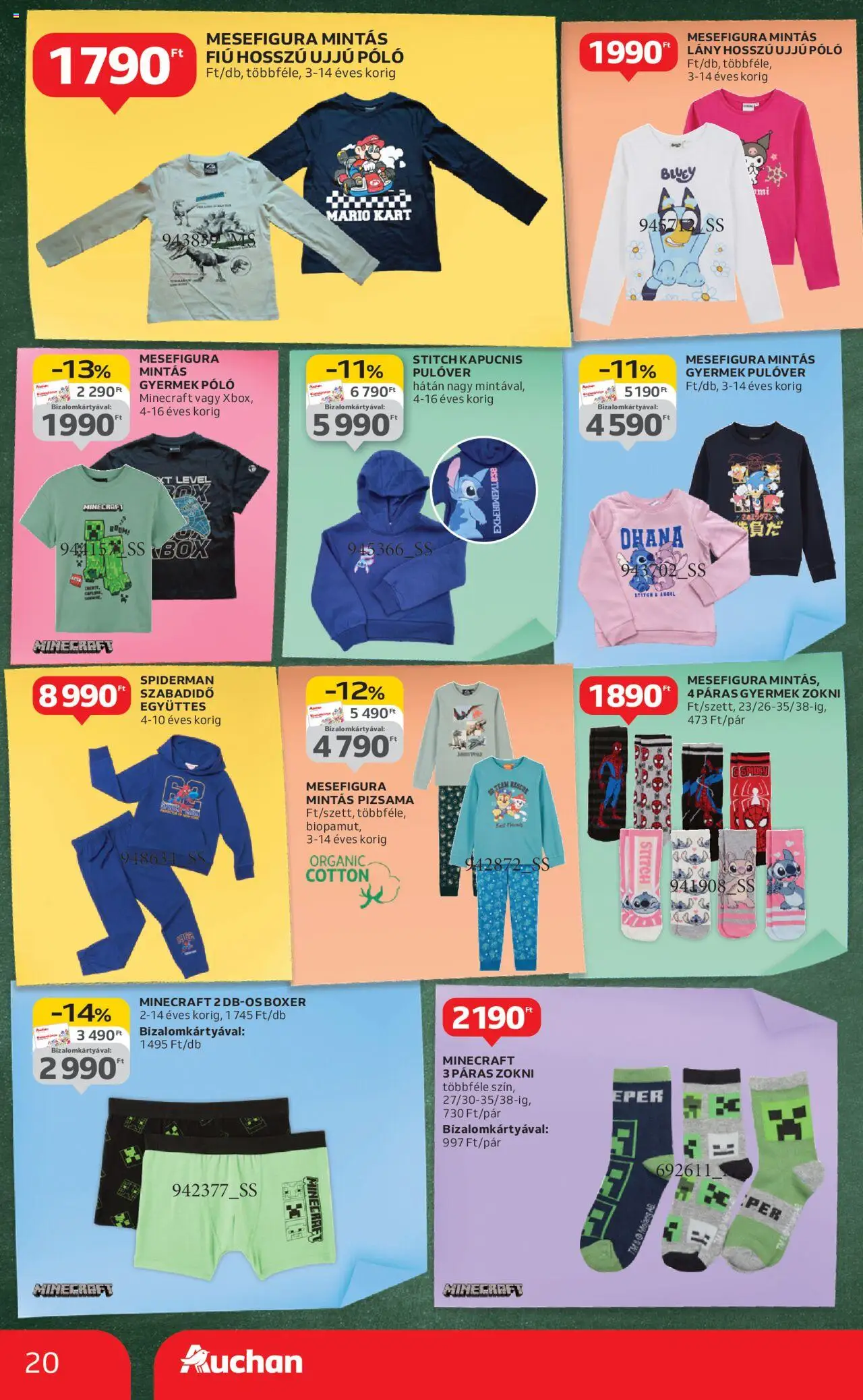 Auchan akciós ujság - amely érvényes a következő dátumtól: 07.08.2025 | Oldal: 20 | Termékek: Eper, Pulóver, Zokni, Pizsama