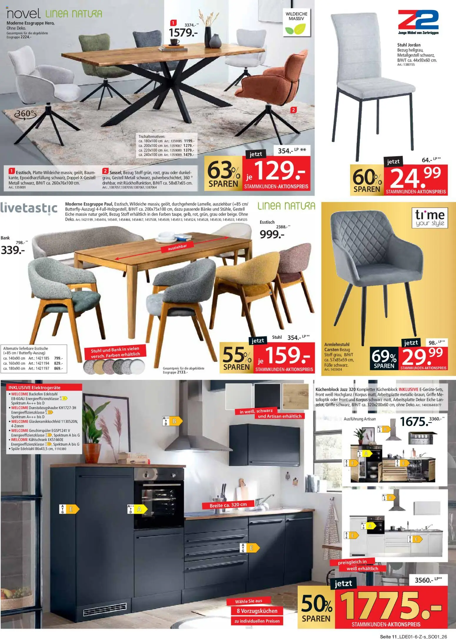 Zurbrüggen - Personal-Rabatt für alle – gültig ab 01.01.2026 | Seite: 11 | Produkte: Geschirrspüler, Küchenblock, Esstisch, Backofen