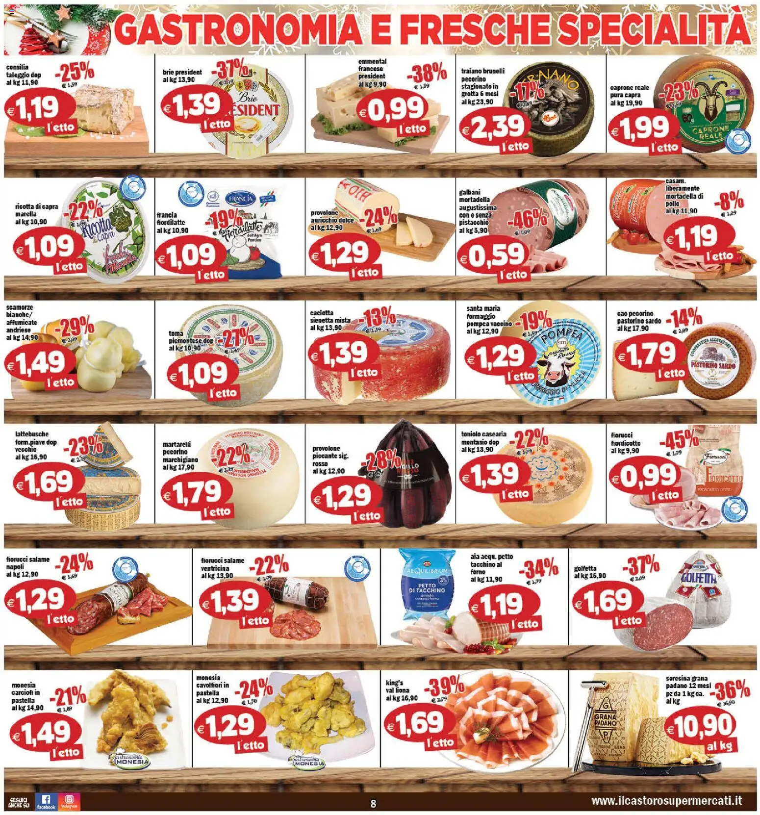 Volantino Il Castoro del 27.12.2025 | Pagina: 8 | Prodotti: Pollo, Formaggio, Ricotta, Emmental
