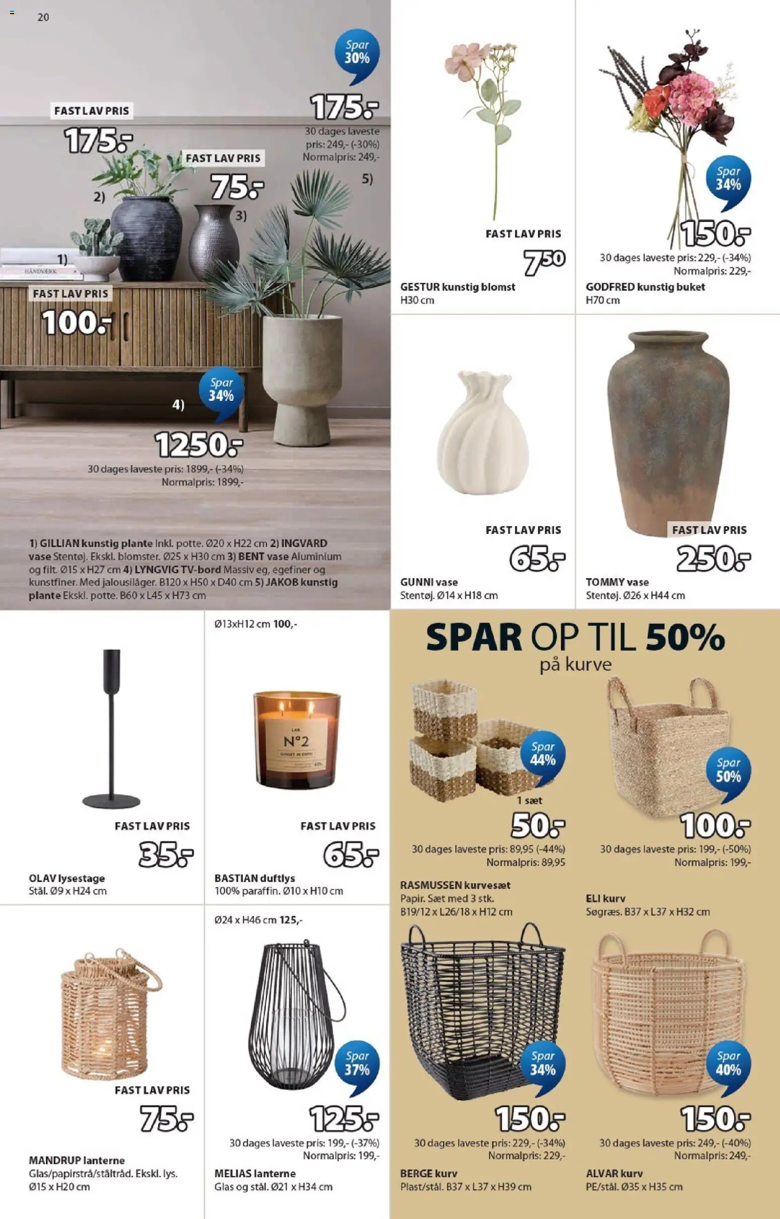 JYSK tilbudsavis – gyldig fra 27.03.2026 | Side: 20 | Produkter: Kurv, Vase
