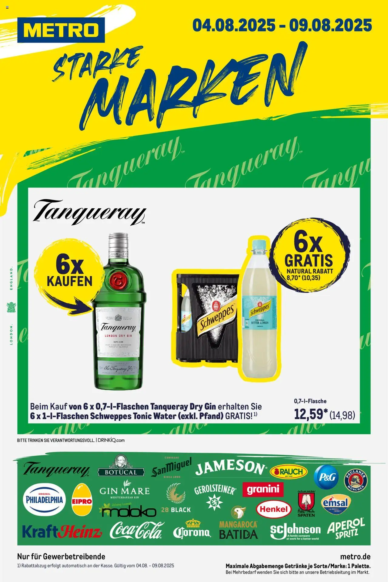 Metro Starke Marken - gültig ab dem 04.08.2025 | Seite: 1 | Produkte: Philadelphia, Granini, Paulaner, Gerolsteiner