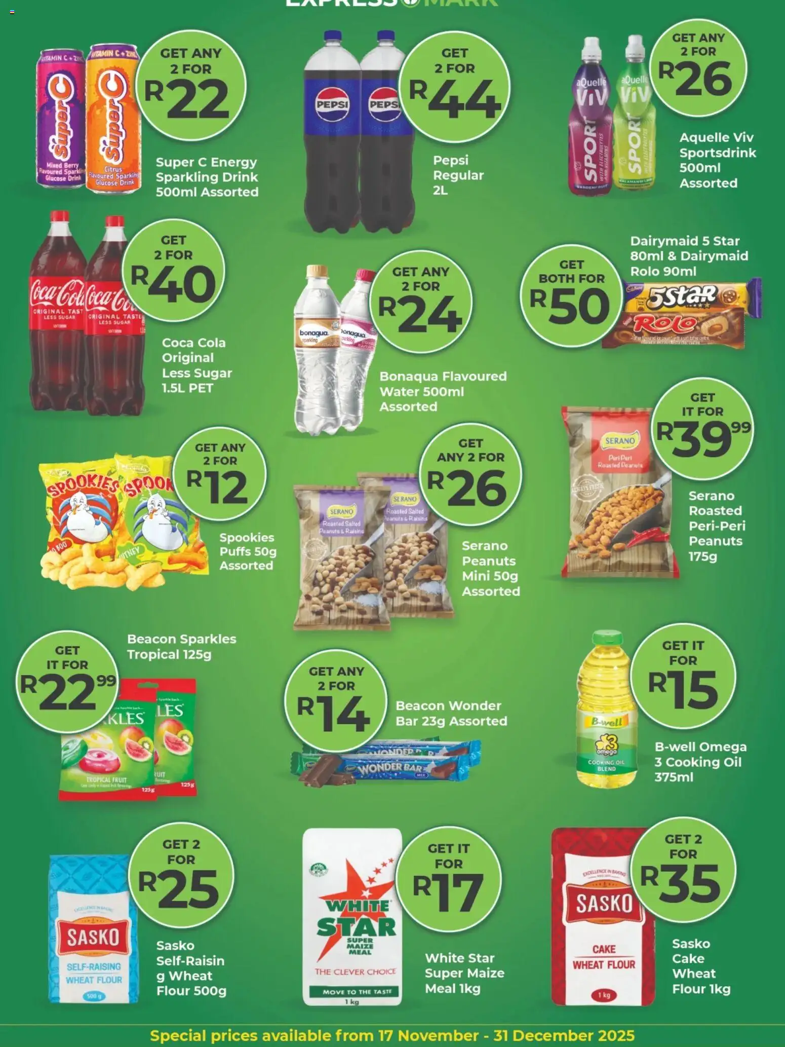 New Agrimark catalogue – valid from 17.11.2025 | Page: 2 | Products: Maize meal, Oil, Water, Sugar