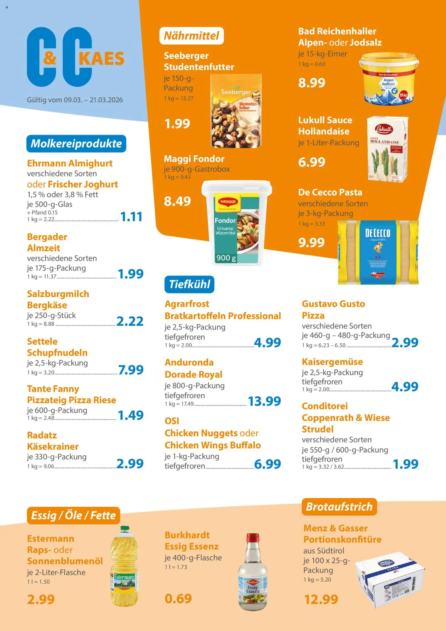 C&C Prospekt – gültig ab 09.03.2026 | Seite: 2 | Produkte: Ehrmann almighurt, Maggi, Bad, Pasta