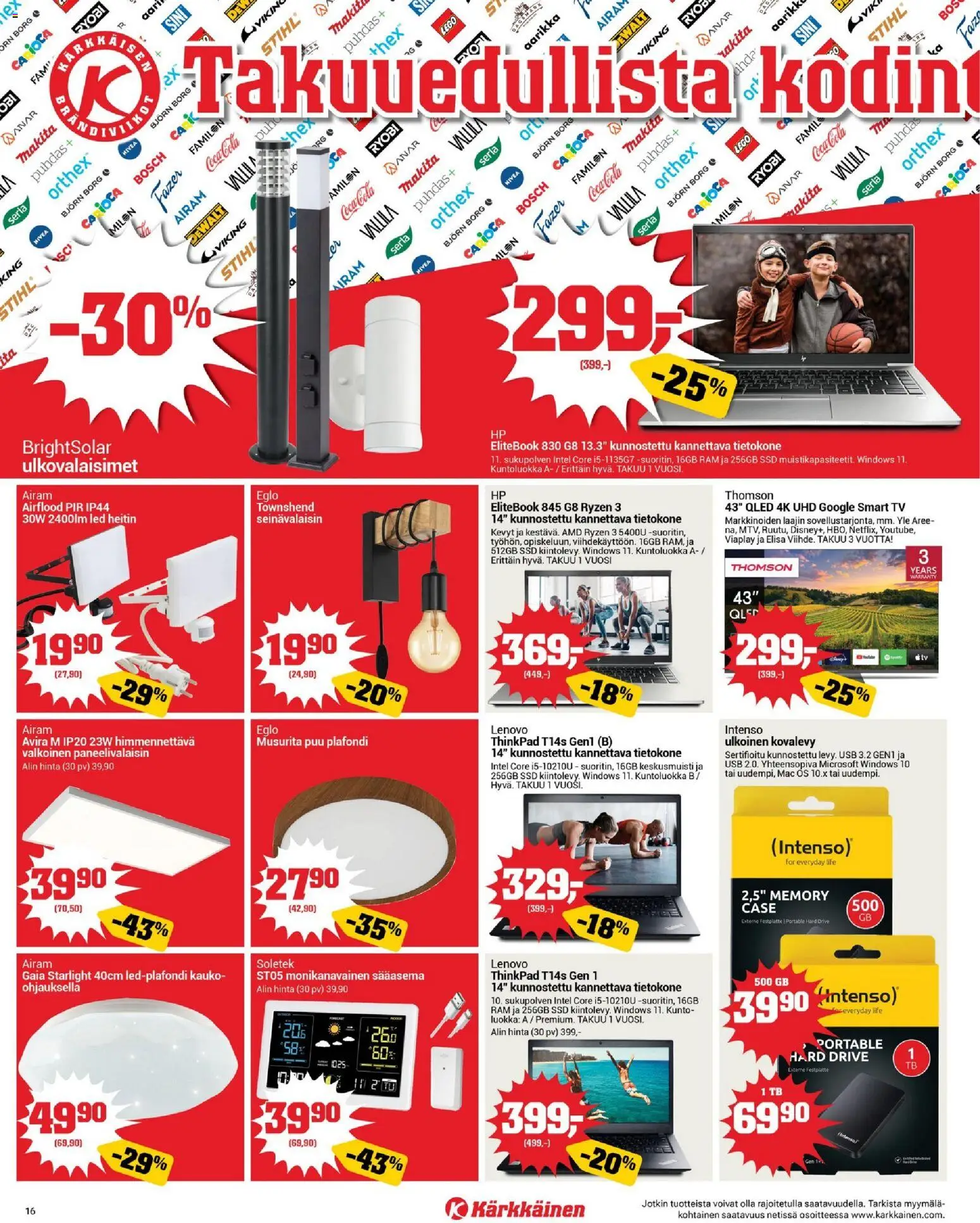 Kärkkäinen tarjoukset – voimassa 04.01.2026 alkaen | Sivu: 16 | Tuotteet: USB, Ulkoinen kovalevy, Tietokone, Sääasema