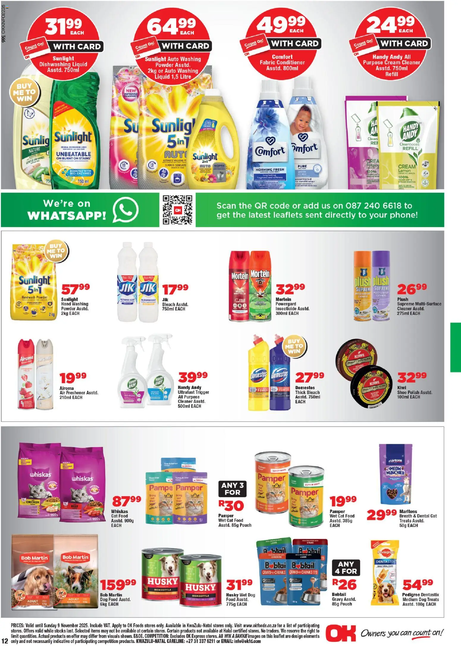 New OK Foods catalogue – valid from 24.10.2025 | Page: 12 | Products: Handwash, Conditioner, Cream, Dog food