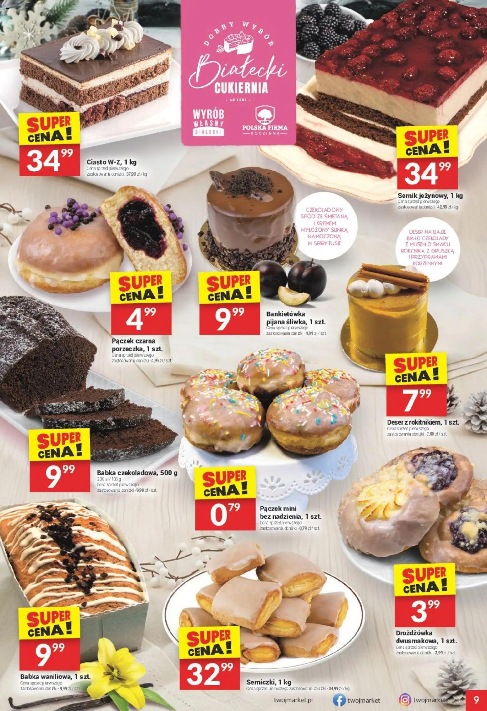 Twój Market Gazetka od 07.01.2026 | Strona: 9 | Produkty: Czekolady, Gruszka, Ciasto, Śmietana