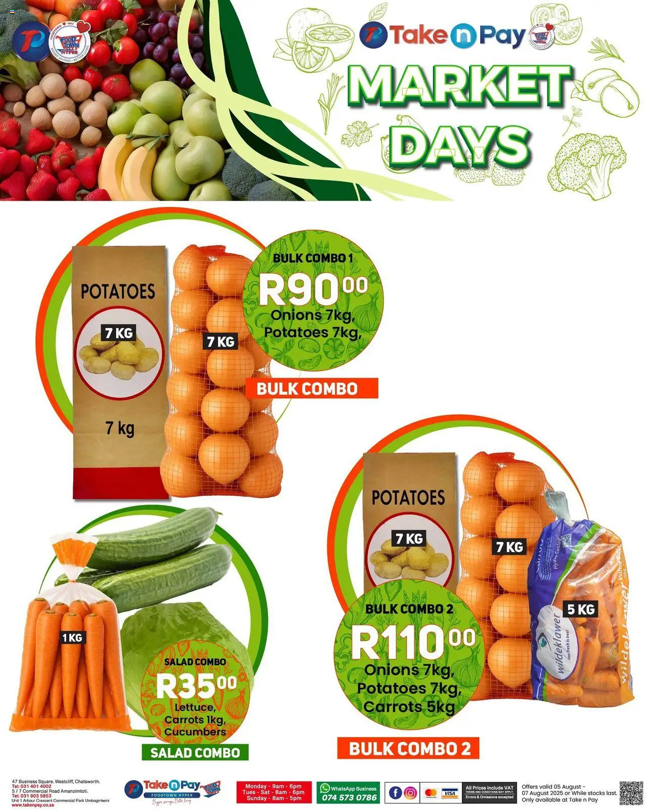 Take n Pay Market Day │ valid from 05.08.2025 | Page: 5 | Products: Carrots, Salad, Potatoes, Onions