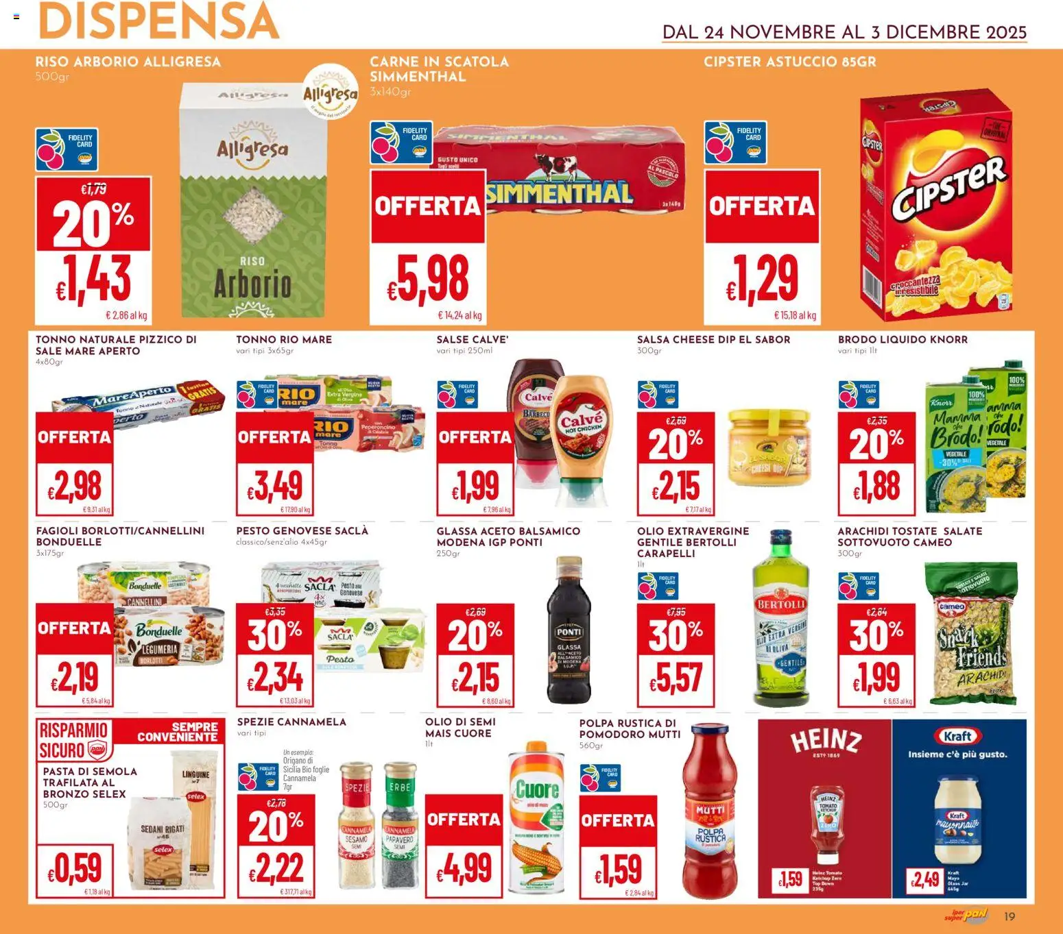 Volantino Pan del 24.11.2025 | Pagina: 19 | Prodotti: Pomodoro, Olio, Tonno, Arachidi