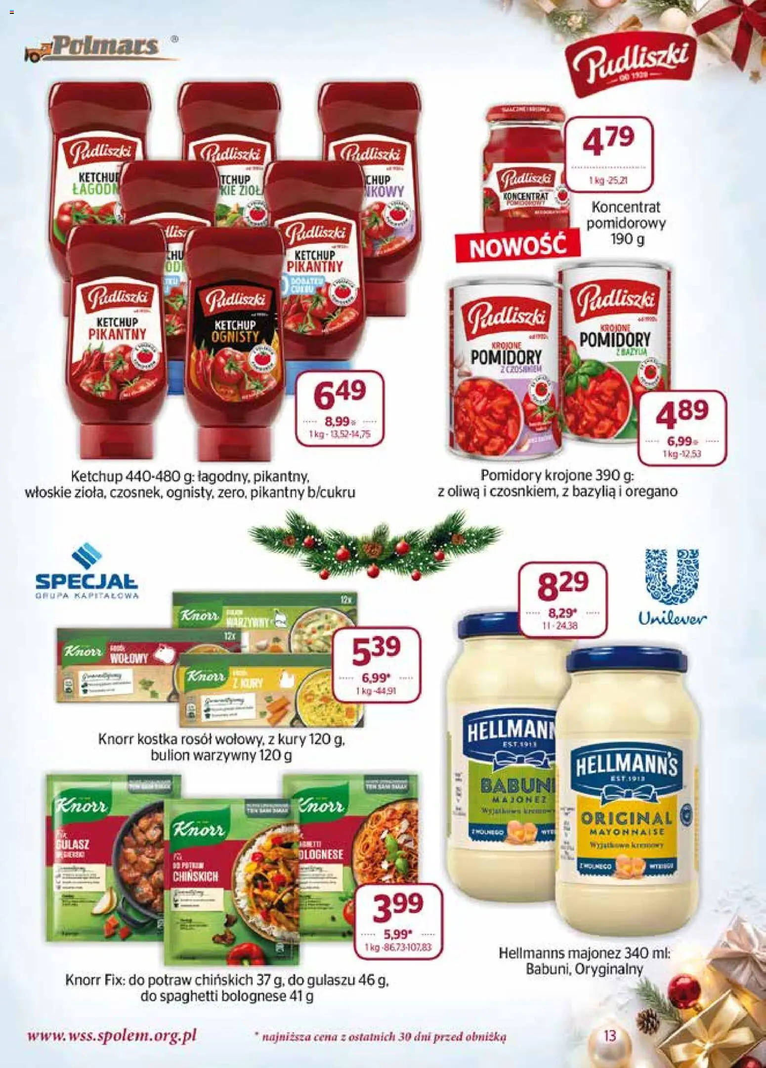 Społem Gazetka od 01.12.2025 | Strona: 13 | Produkty: Oregano, Ketchup pudliszki, Bazylia, Pomidory