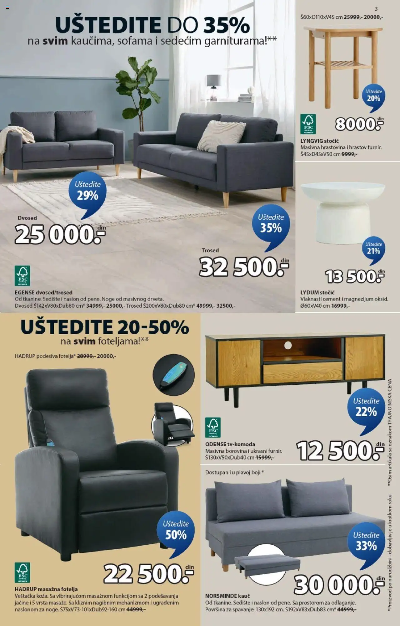 Jysk katalog - važi od 08.10.2025 | Strana: 3 | Proizvode: Fotelja, Kauč, Trosed, Dvosed