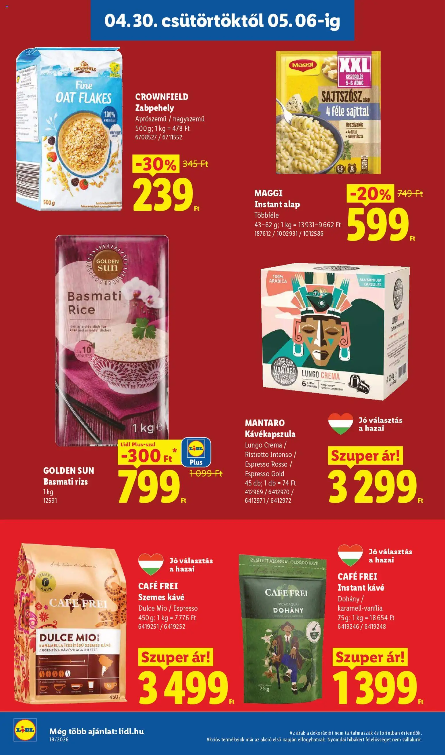 Lidl akciós ujság - amely érvényes a következő dátumtól: 30.04.2026 | Oldal: 12 | Termékek: Kávékapszula, Maggi, Tej, Szemes kávé