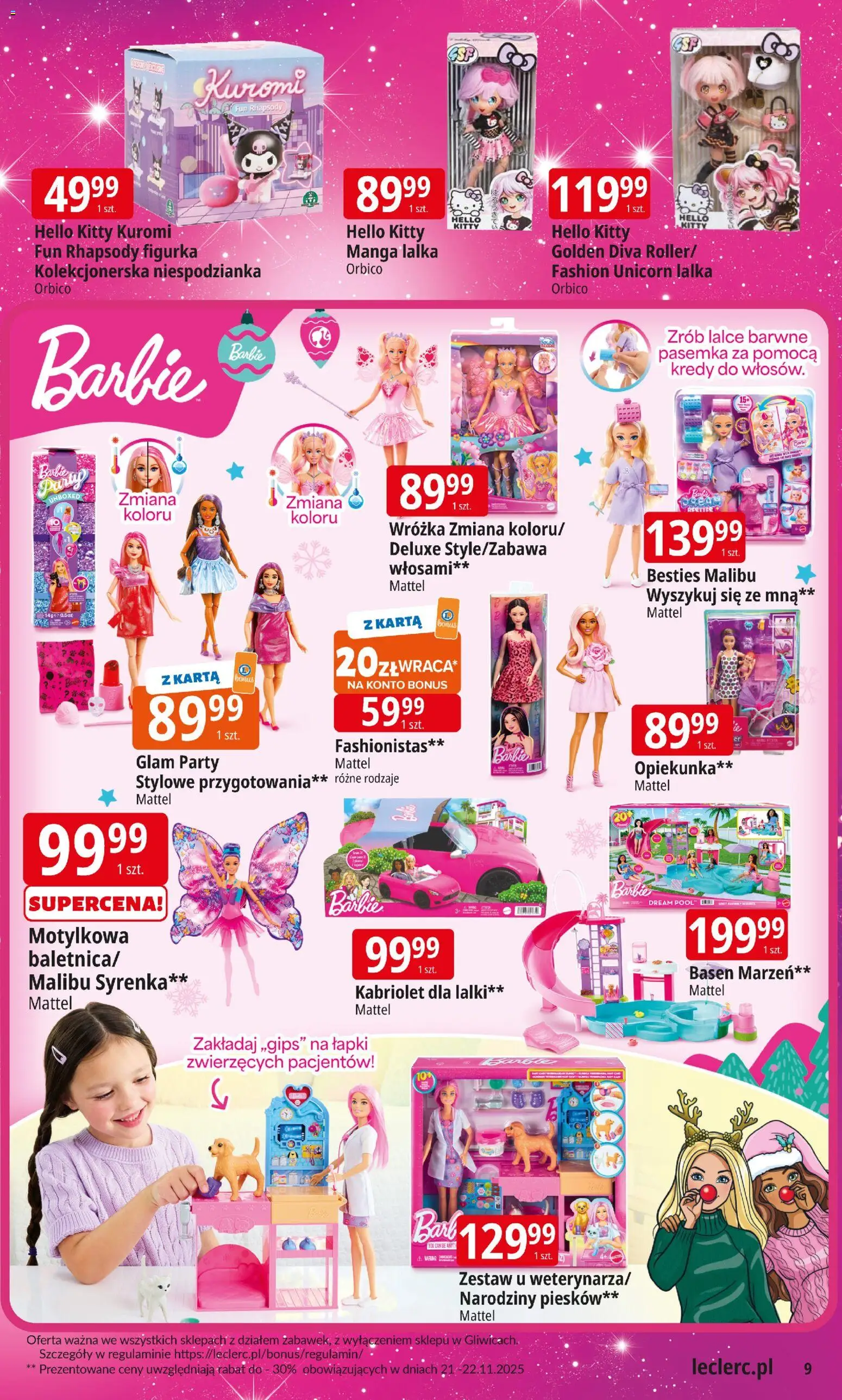 E.Leclerc Gazetka - Elbląg zabawki od 12.11.2025 | Strona: 9 | Produkty: Karta, Lalka, Barbie, Basen