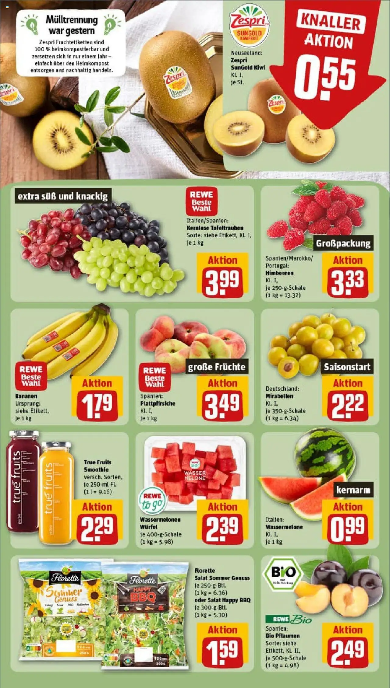 Rewe prospekt Leinefelde-Worbis	 - gültig ab dem 11.08.2025 | Seite: 6 | Produkte: Pflaumen, Wasser, Melone, Salat