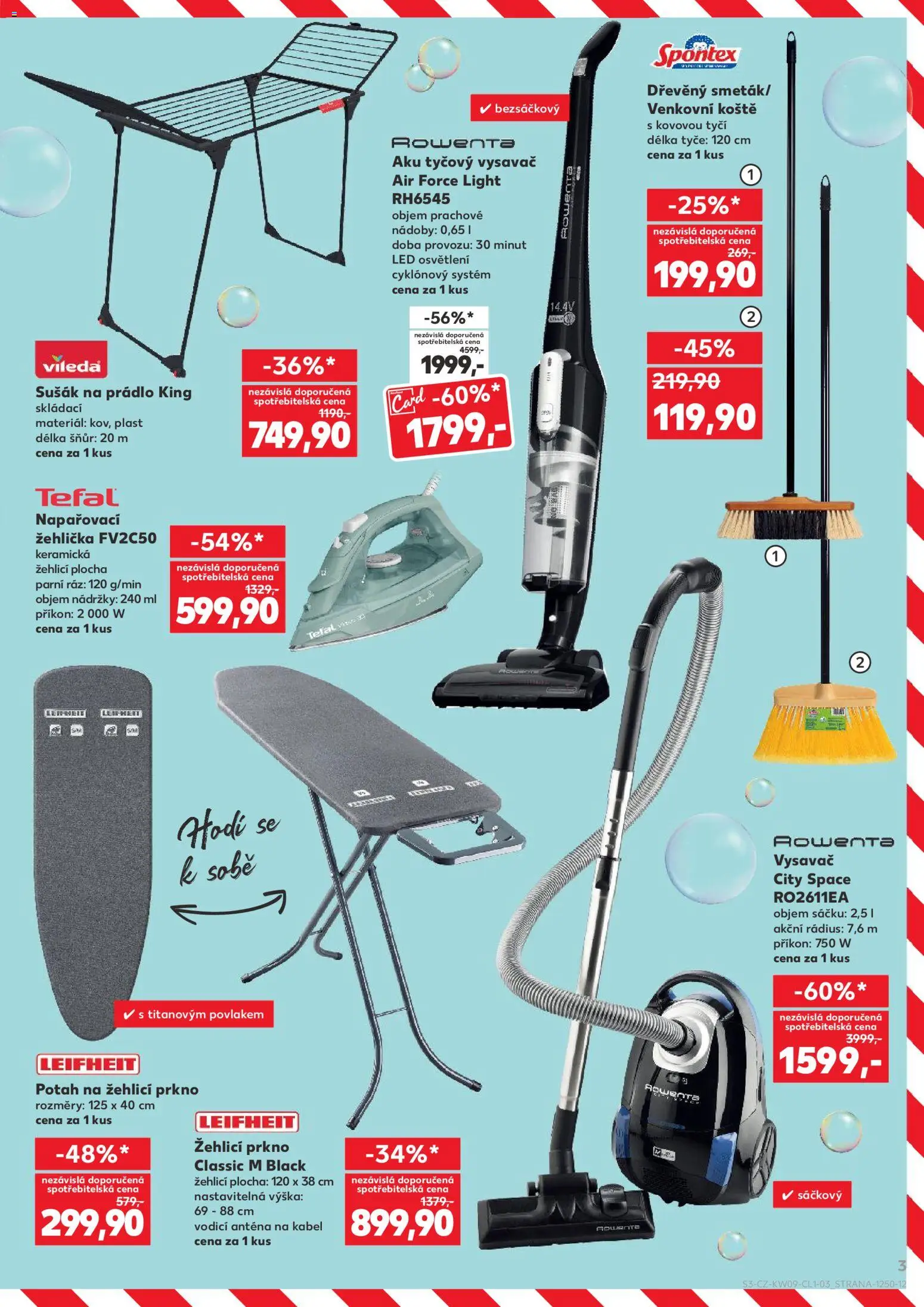 Kaufland leták - Praha 8 od 25.02.2026 | Strana: 3 | Produkty: Vysavač, Žehlička, Napařovací žehlička, Tefal