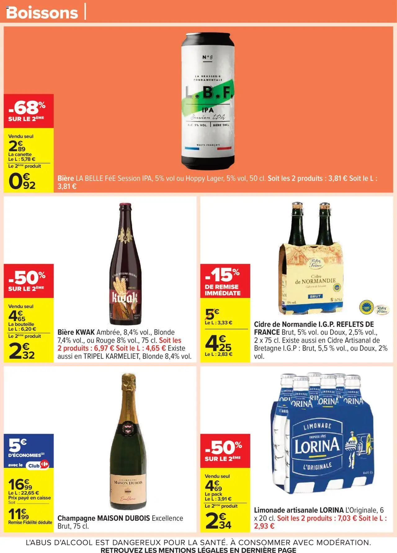 {H1} | Page: 61 | Produits: Limonade, Cidre, Champagne, Bière