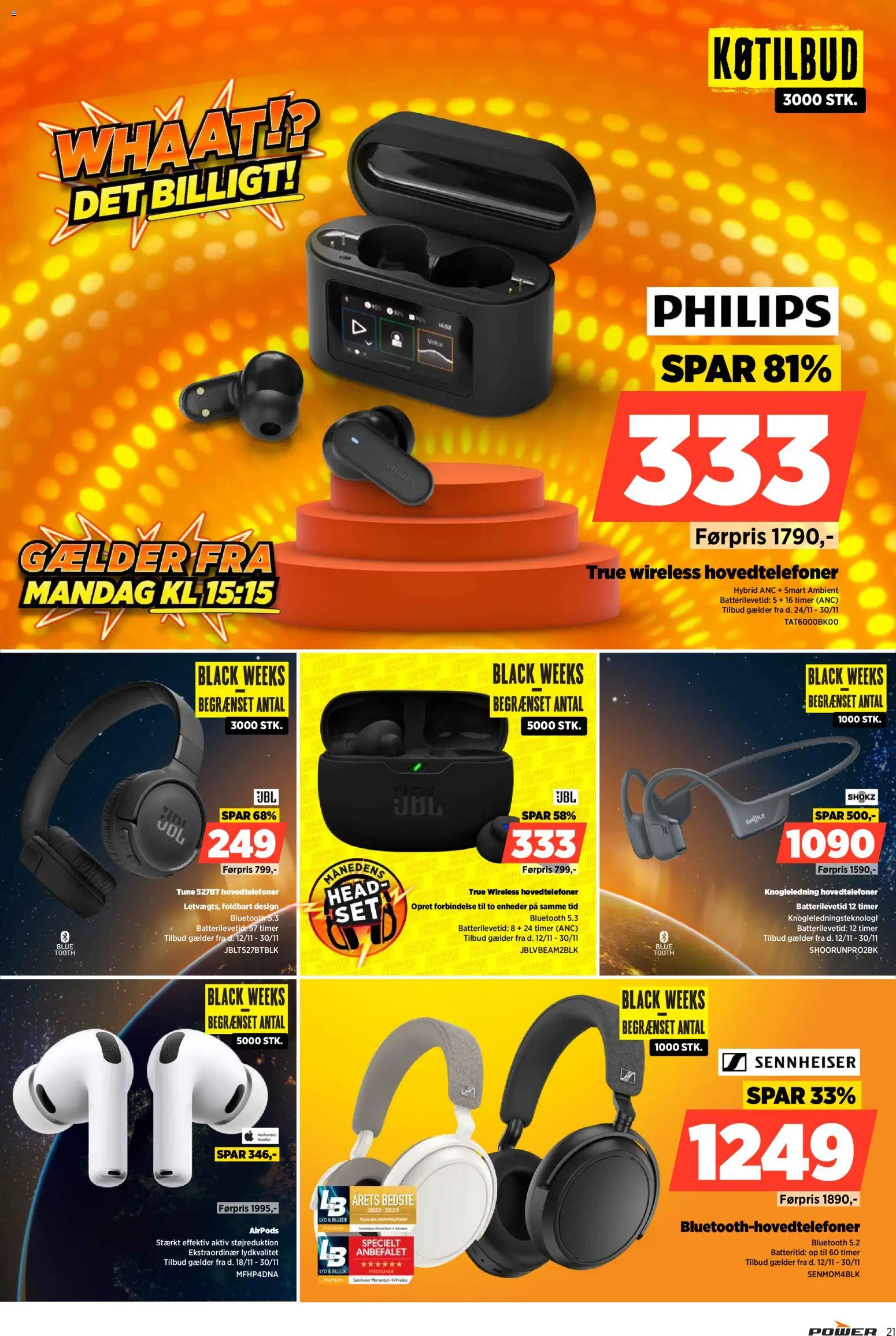 Power tilbudsavis – gyldig fra 12.11.2025 | Side: 21 | Produkter: Airpods, Lyd, Hovedtelefoner