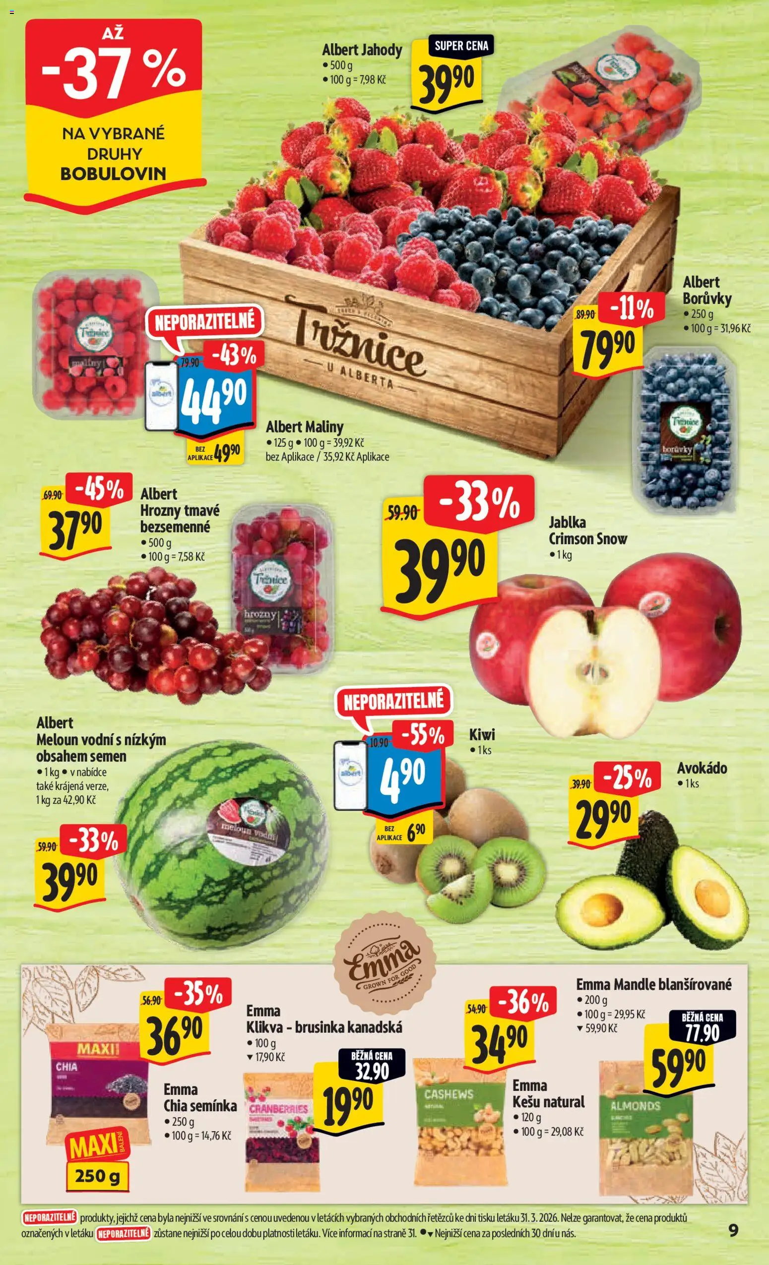 Albert leták - Hypermarket od 07.04.2026 | Strana: 15 | Produkty: Kešu, Borůvky, Mandle, Chia semínka