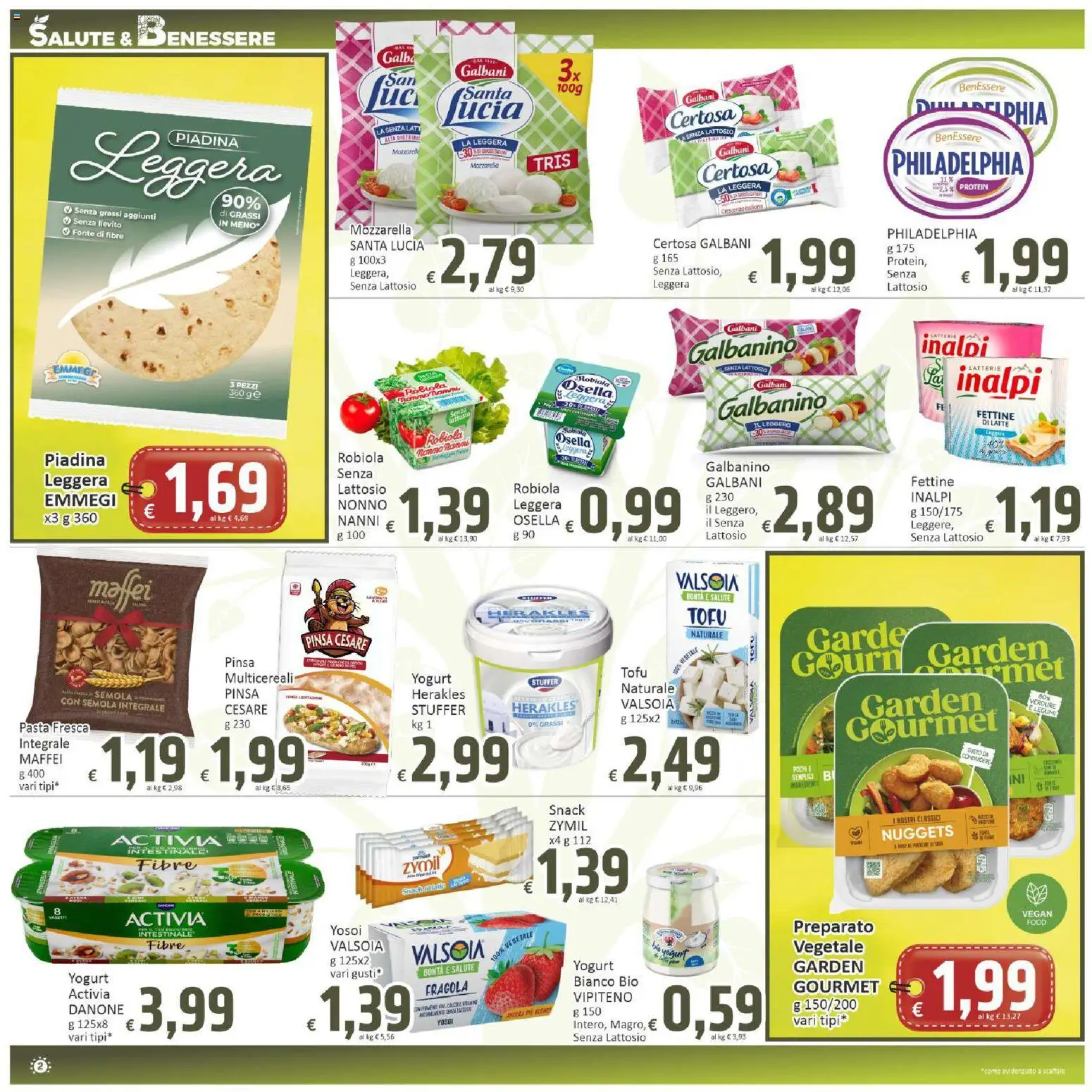 Volantino Paghi Poco del 16.04.2026 | Pagina: 2 | Prodotti: Yogurt, Pasta, Tofu, Robiola