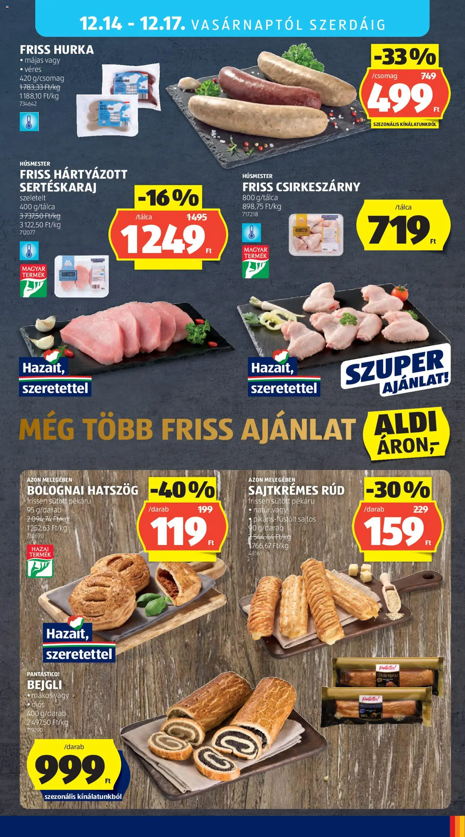 Aldi akciós ujság - amely érvényes a következő dátumtól: 11.12.2025 | Oldal: 45 | Termékek: Sertéskaraj, Hurka