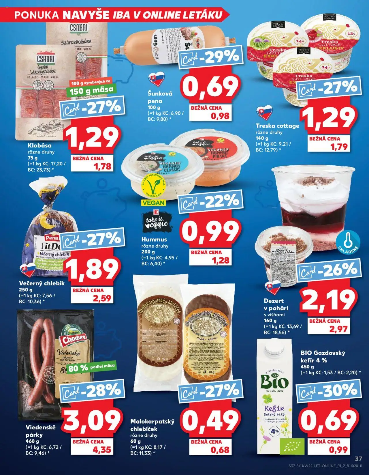 Nové Kaufland akcie – leták je platný od 29.05.2025 | Strana: 37 | Produkty: Klobása, Párky, Treska, Kakao