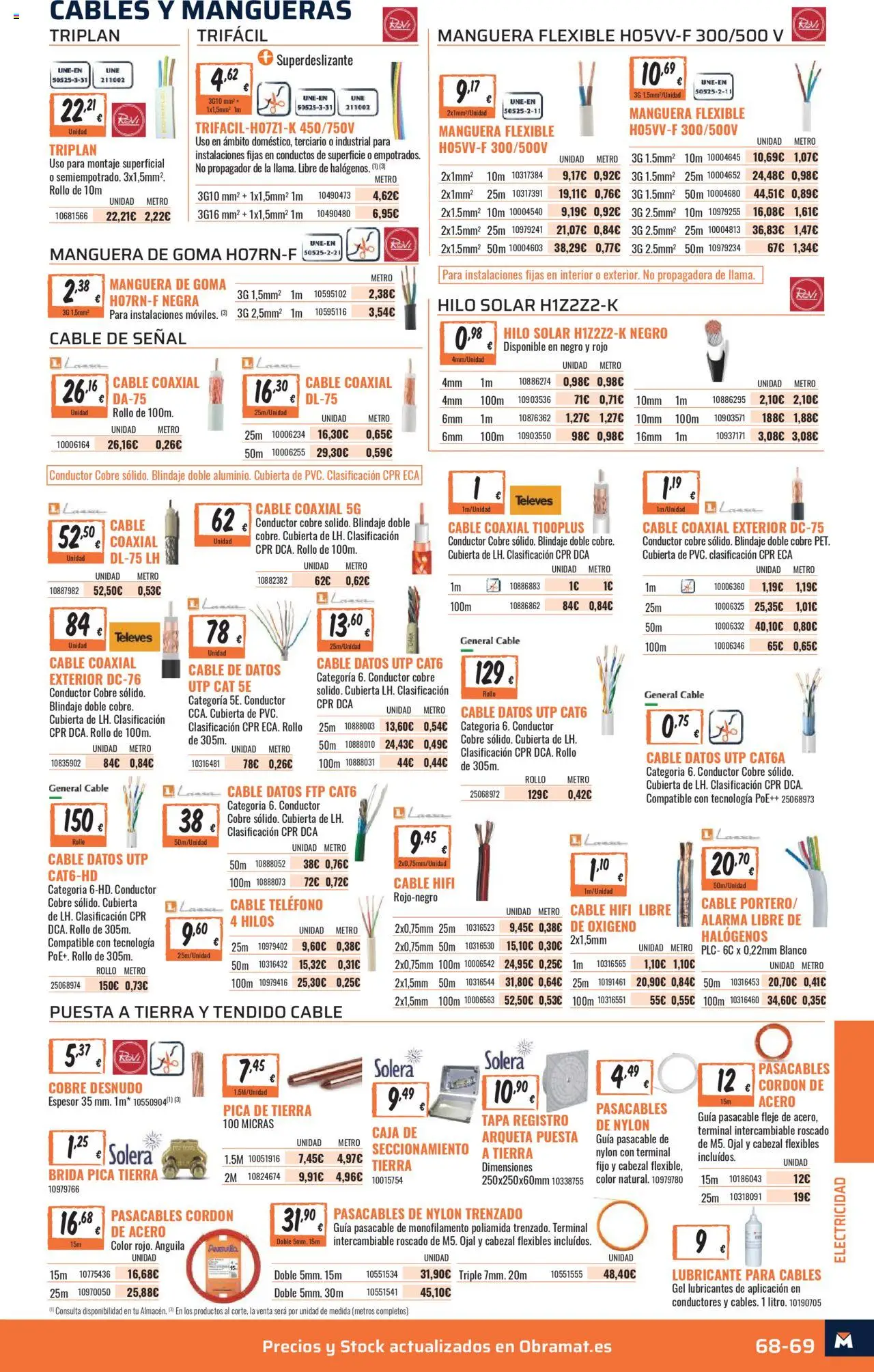 Obramat - Madrid │ válido desde el 10.10.2025 | Página: 69 | Productos: General, Noodles αυγού, Manguera, Cable