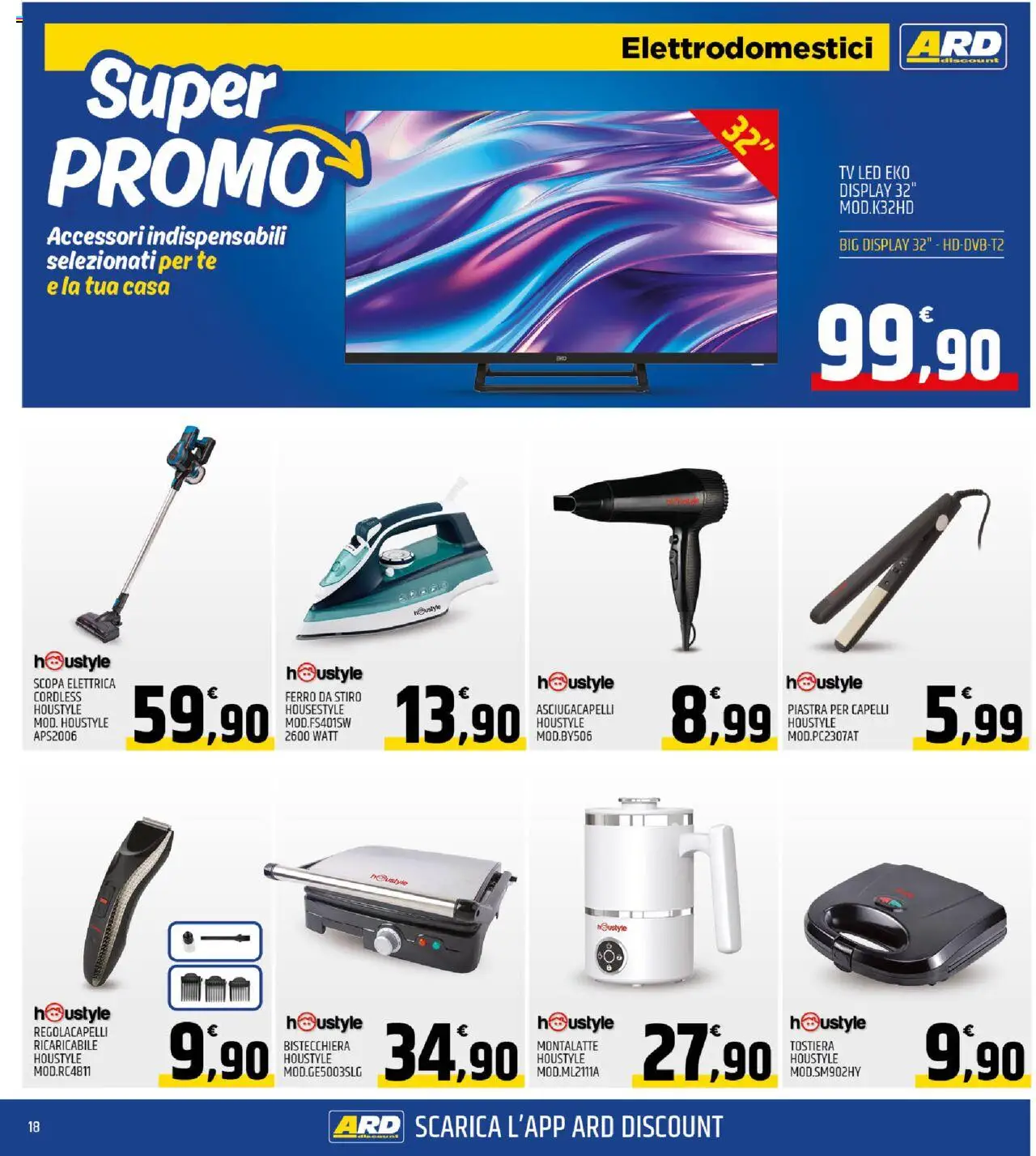 Volantino ARD Discount del 21.08.2025 | Pagina: 18 | Prodotti: Scopa elettrica, Tè, Tostiera, Piastra per capelli