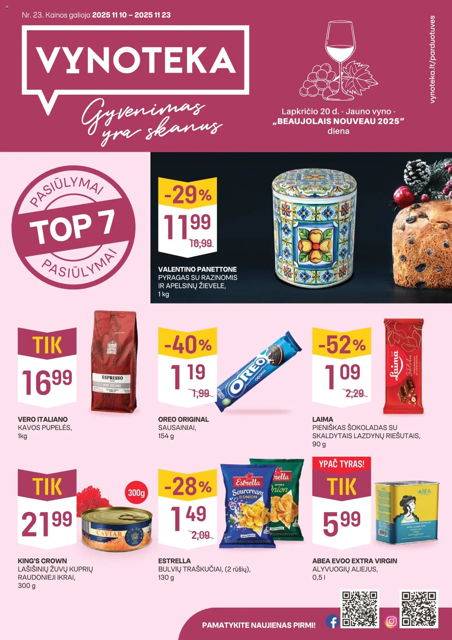 VYNOTEKA akcijos nuo 10.11.2025 | Puslapis: 1 | Prekių: Pyragas, Šokoladas