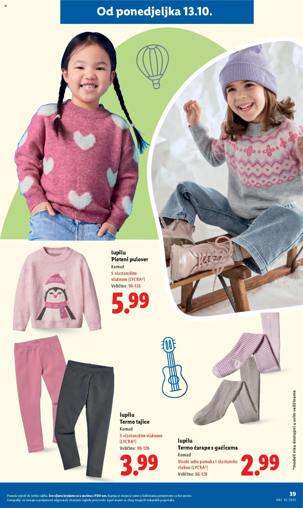 Lidl katalog | vrijedi od 13.10.2025 | Stranica: 39 | Proizvodi: Čarape, Tajice