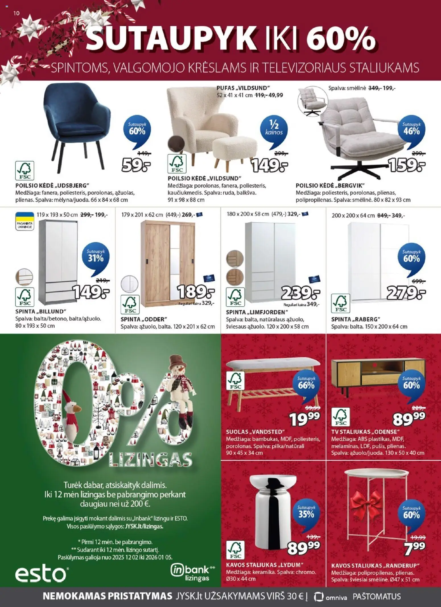 JYSK akcijos nuo 16.12.2025 | Puslapis: 10 | Prekių: Pufas, Spinta, Tv, Kėdė